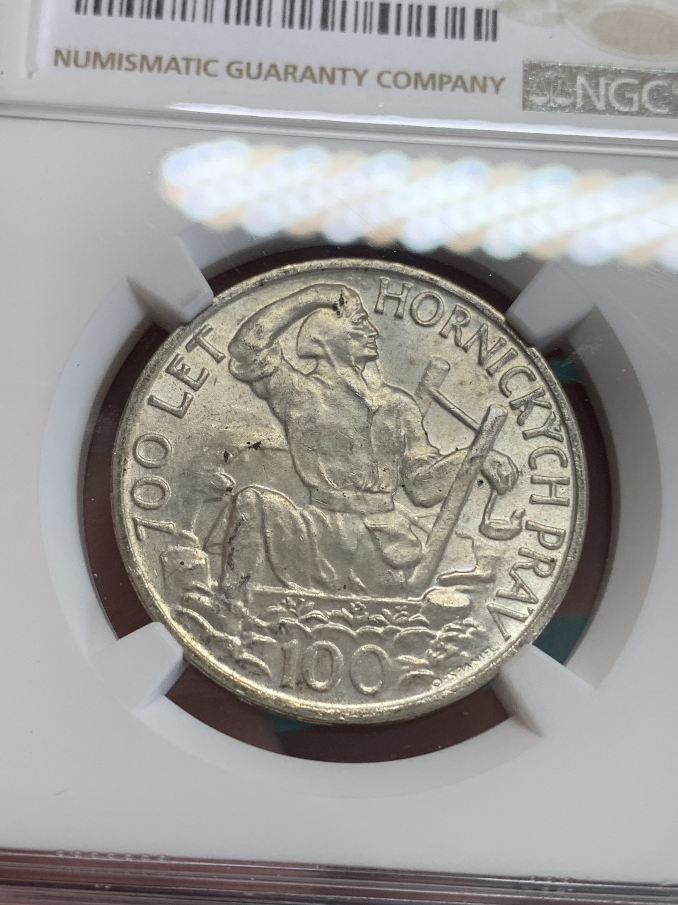 《竞宝斋》第192场-周日，周一 2场 (全场包邮) NGC MS64 高分好品 捷克斯洛伐克1949年100克朗银币