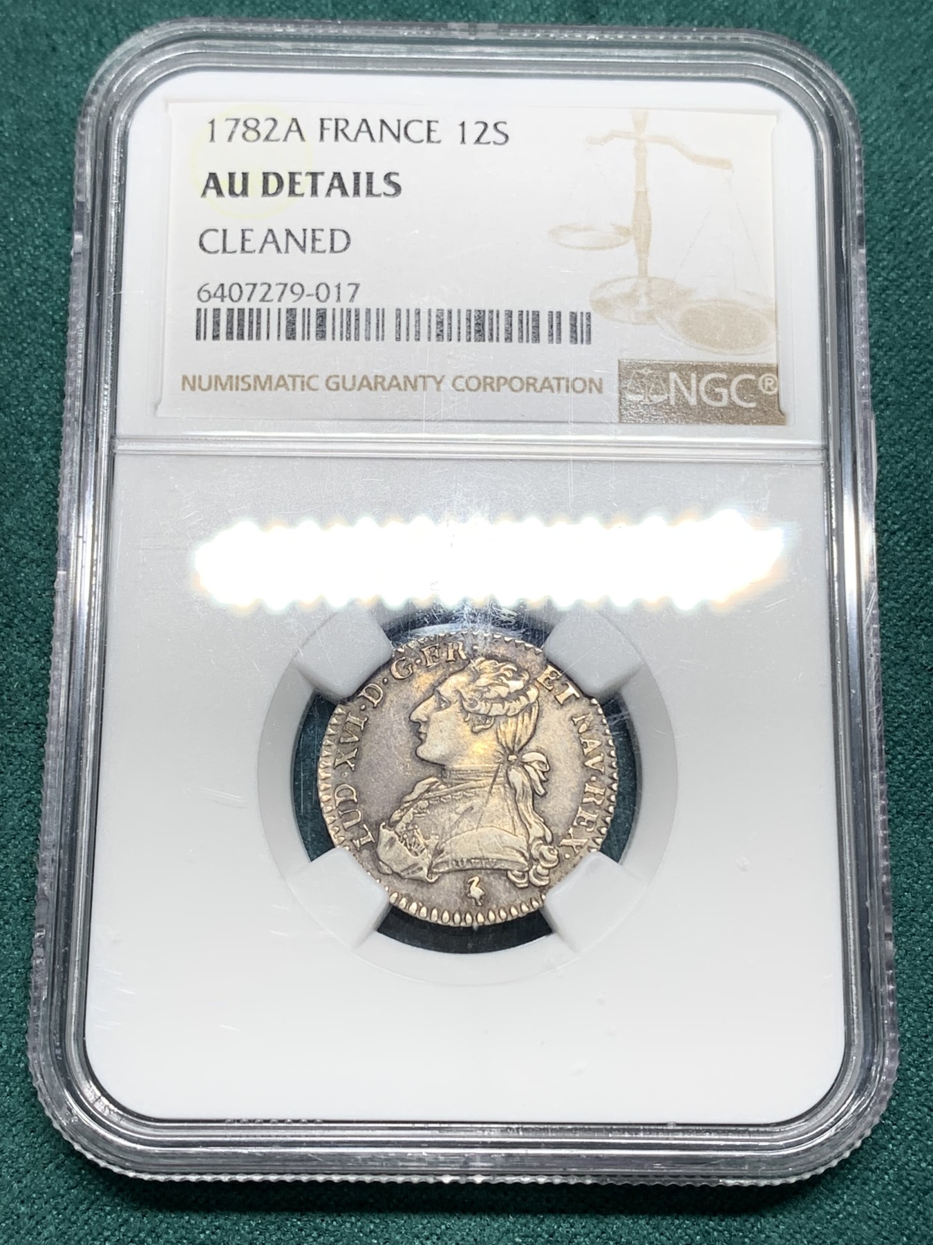 《竞宝斋》第192场-周日，周一 2场 (全场包邮) NGC AUD 法国1782A路易十六12s银币 感觉有分的 打制得非常好