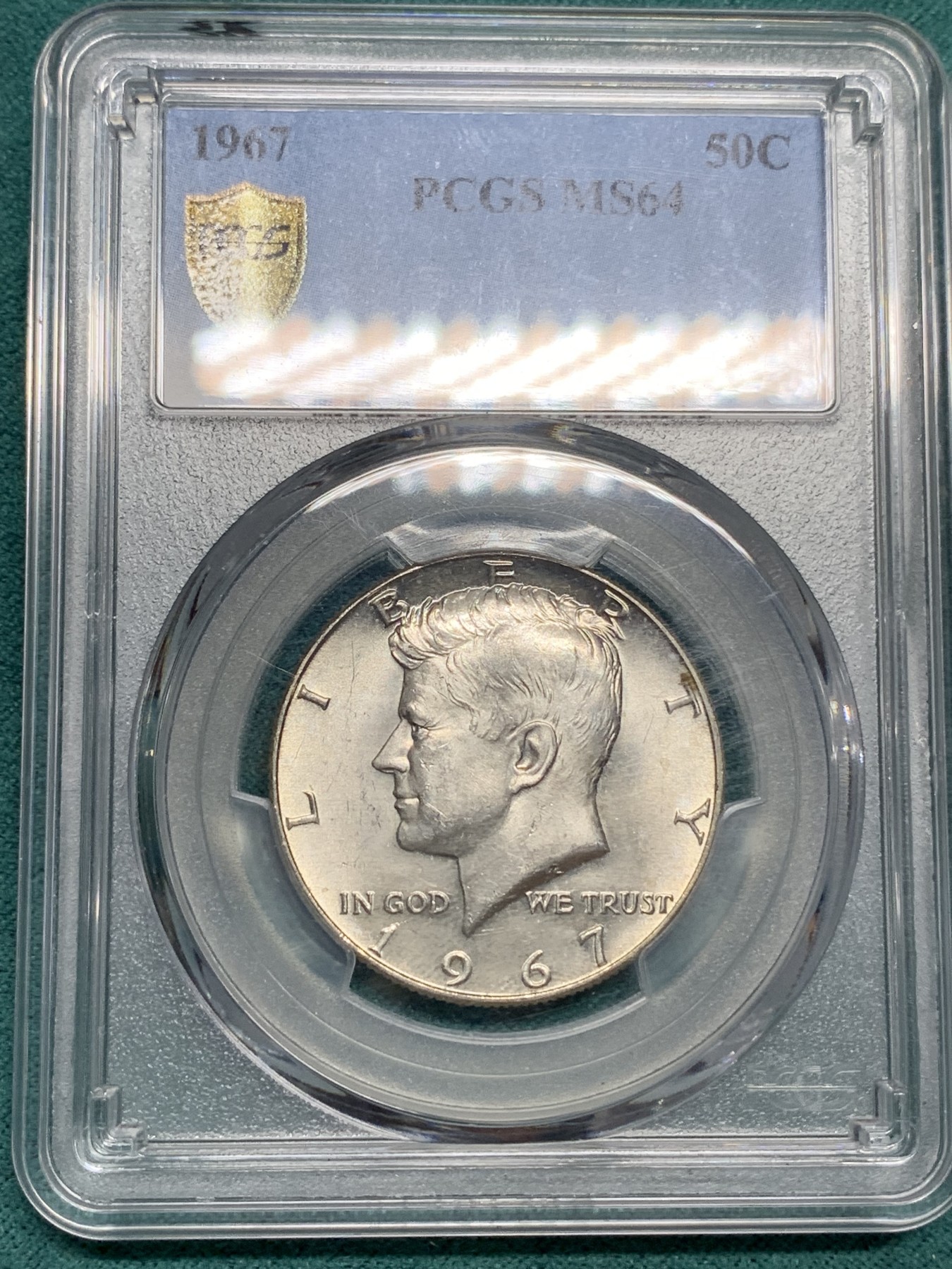 《竞宝斋》第192场-周日，周一 2场 (全场包邮) 两枚一组 PCGS MS64 美国肯尼迪半美元银币1966年一枚+1967年一枚