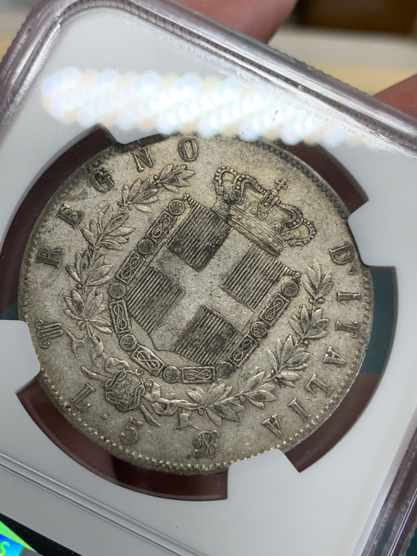 《竞宝斋》第192场-周日，周一 2场 (全场包邮) NGC-XF40 意大利1871年 米兰造 艾曼纽尔二世 5里拉大银币