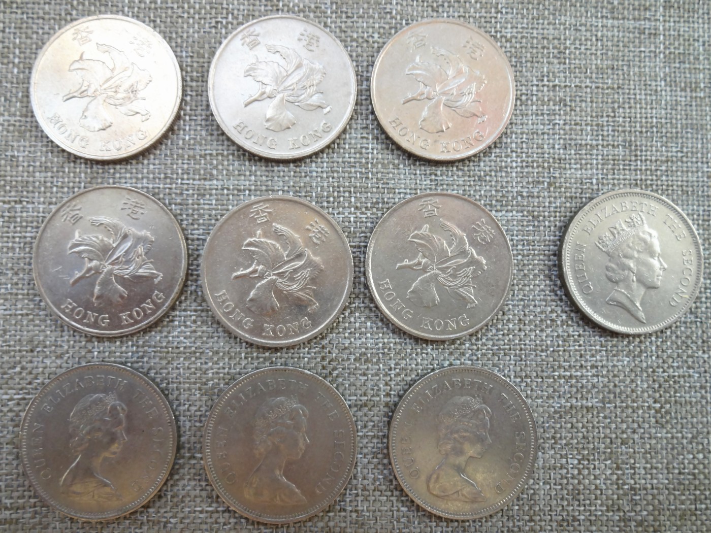 娃娃家-八月、第十三场(快结、不预留拍..) 香港一元紫荆花+伊丽莎白二世女王版-10枚起拍