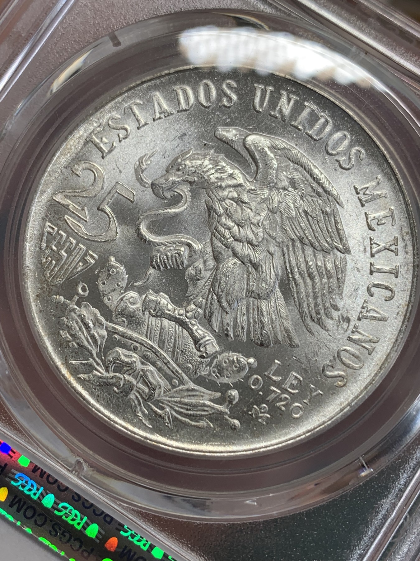 《竞宝斋》第192场-周日，周一 2场 (全场包邮) PCGS MS65 墨西哥1968年奥运会25比索银币