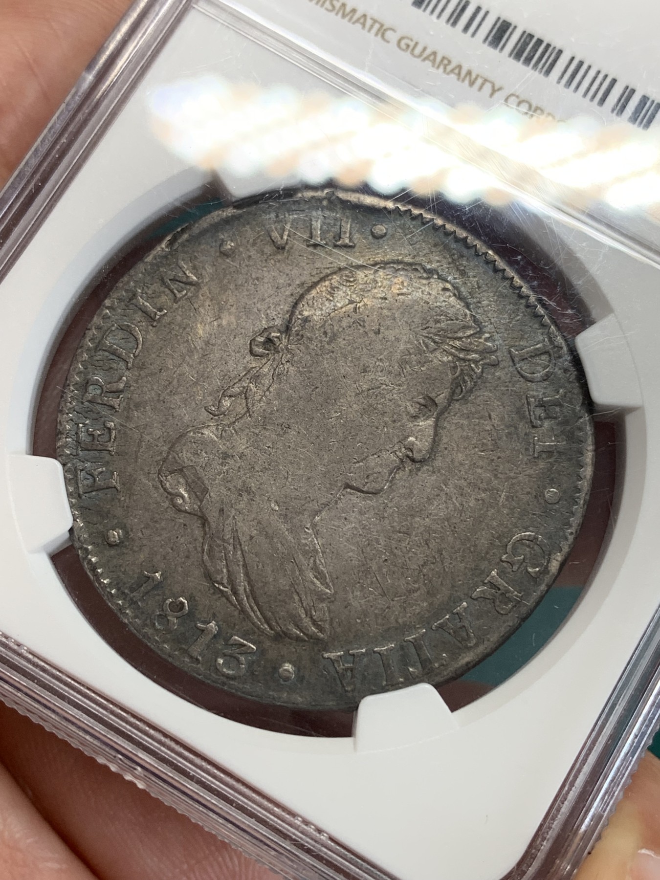 《竞宝斋》第192场-周日，周一 2场 (全场包邮) NGC VF 墨西哥1813MO JJ斐七 双柱8R大银币