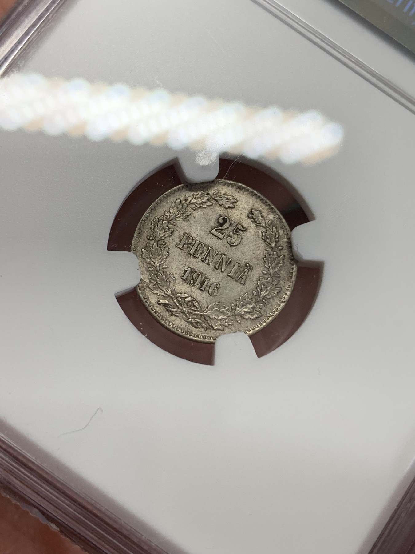 《竞宝斋》第192场-周日，周一 2场 (全场包邮) NGC-MS63 俄属芬兰1916年双头鹰25分银币