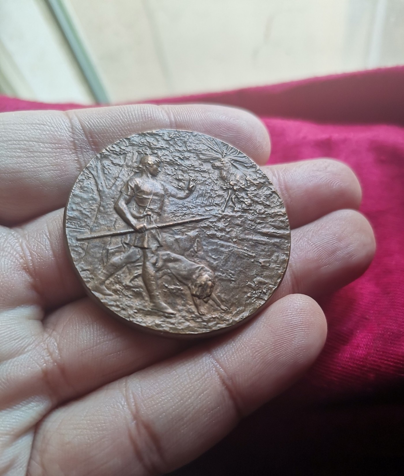 法国狩猎铜章，1899年早期的，喜欢的联系，人品高于藏品