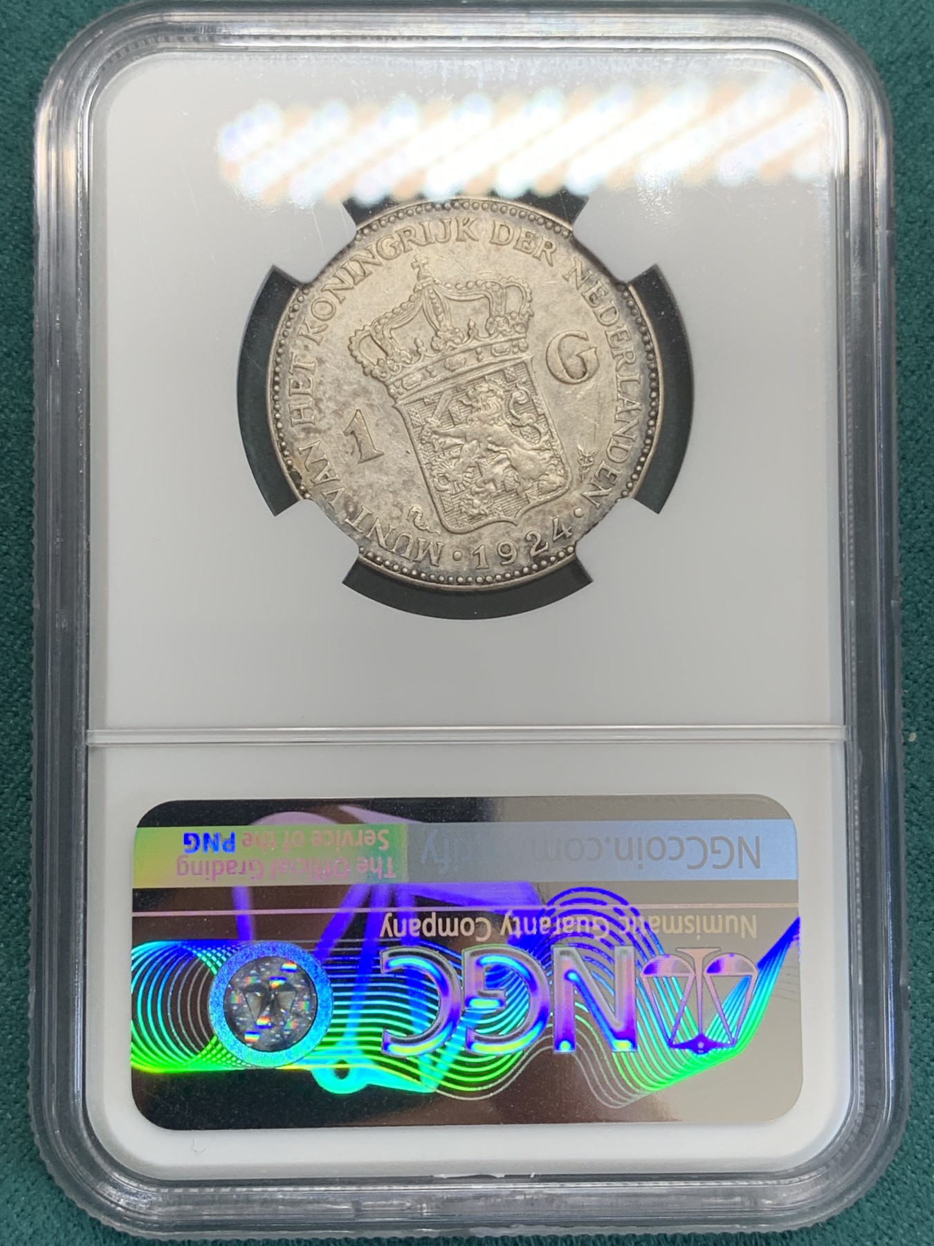 《竞宝斋》第192场-周日，周一 2场 (全场包邮) NGC-AUD 荷兰1924年 威廉明娜1盾银币