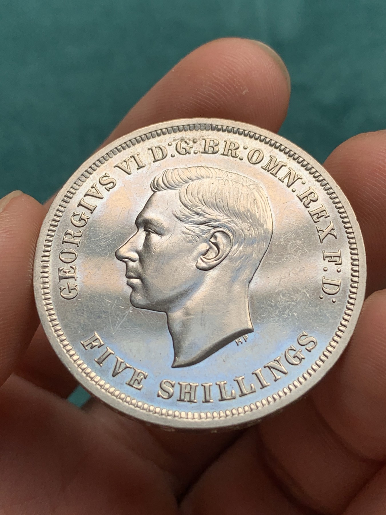 《竞宝斋》第192场-周日，周一 2场 (全场包邮) 英国1951年乔治六世 最后的马剑克朗型纪念币 盒证全