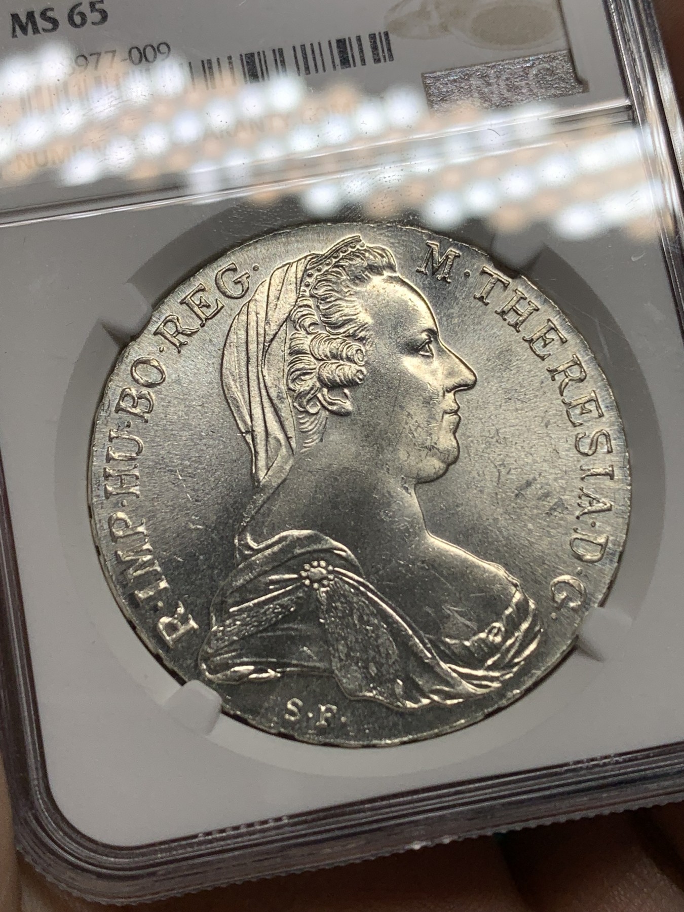 《竞宝斋》第192场-周日，周一 2场 (全场包邮) NGC MS65 1780年奥匈帝国大奶妈银币 现代后铸 高分好状态