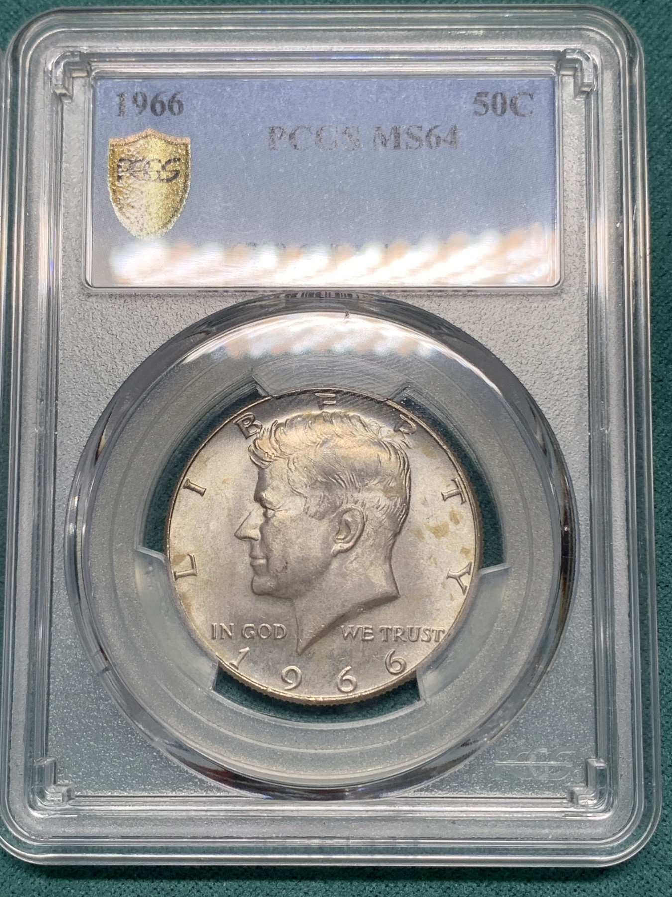 《竞宝斋》第192场-周日，周一 2场 (全场包邮) 两枚一组 PCGS MS64 美国肯尼迪半美元银币1966年一枚+1967年一枚