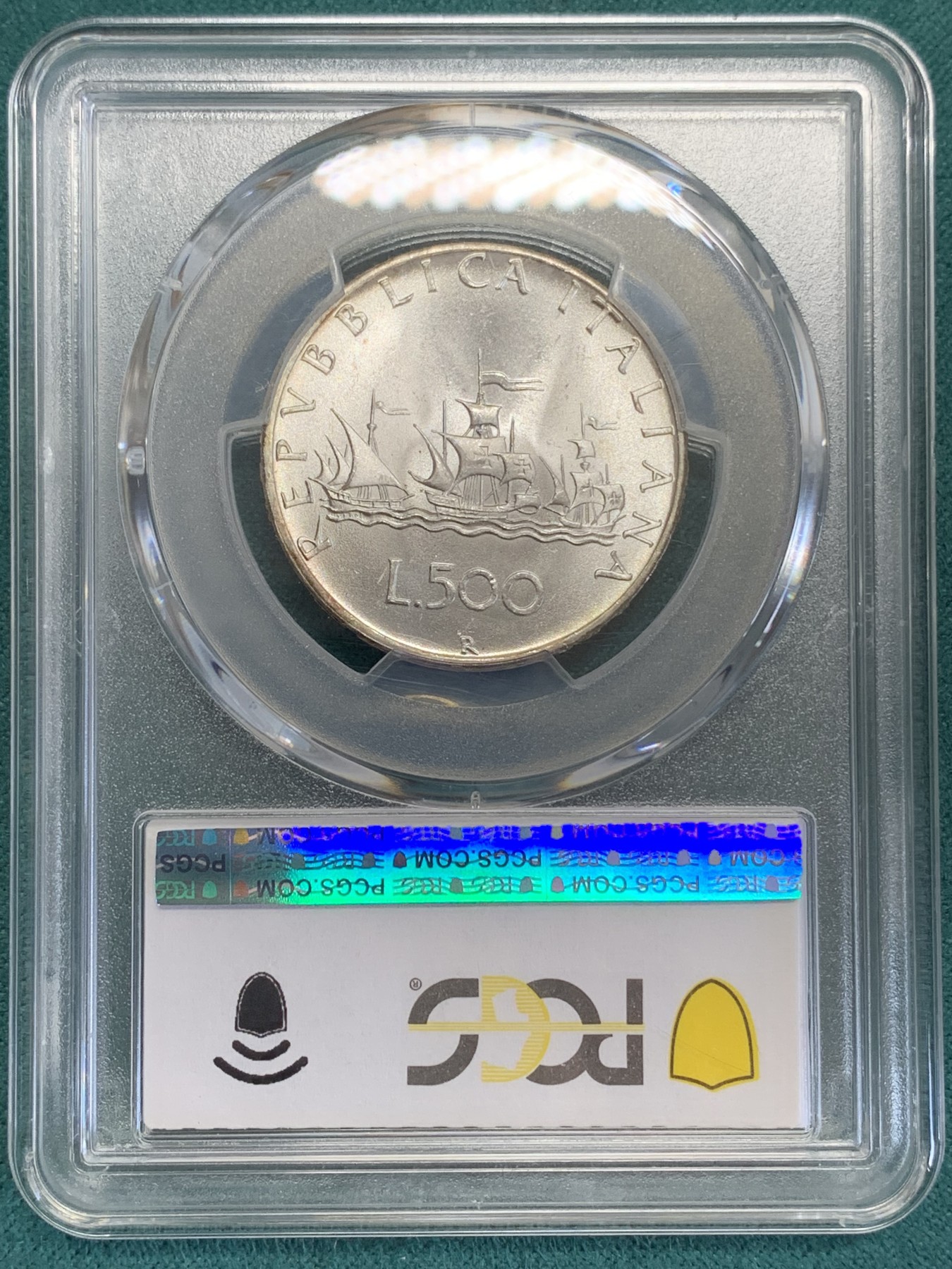 《竞宝斋》第192场-周日，周一 2场 (全场包邮) PCGS-MS65 意大利帆船少女500里拉银币