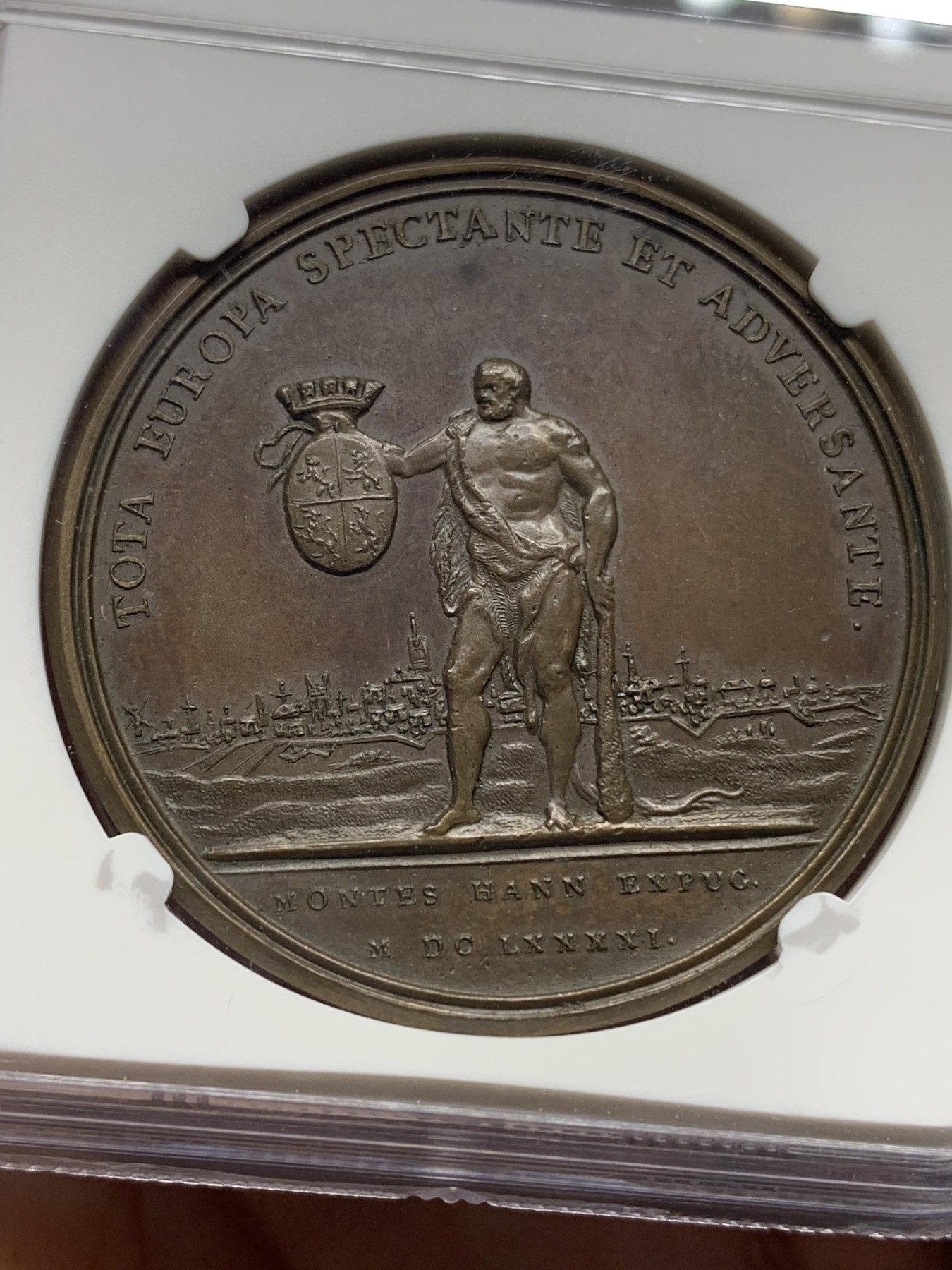 《竞宝斋》第192场-周日，周一 2场 (全场包邮) NGC-MS62 法国1691年路易十四蒙斯围城战纪念铜章