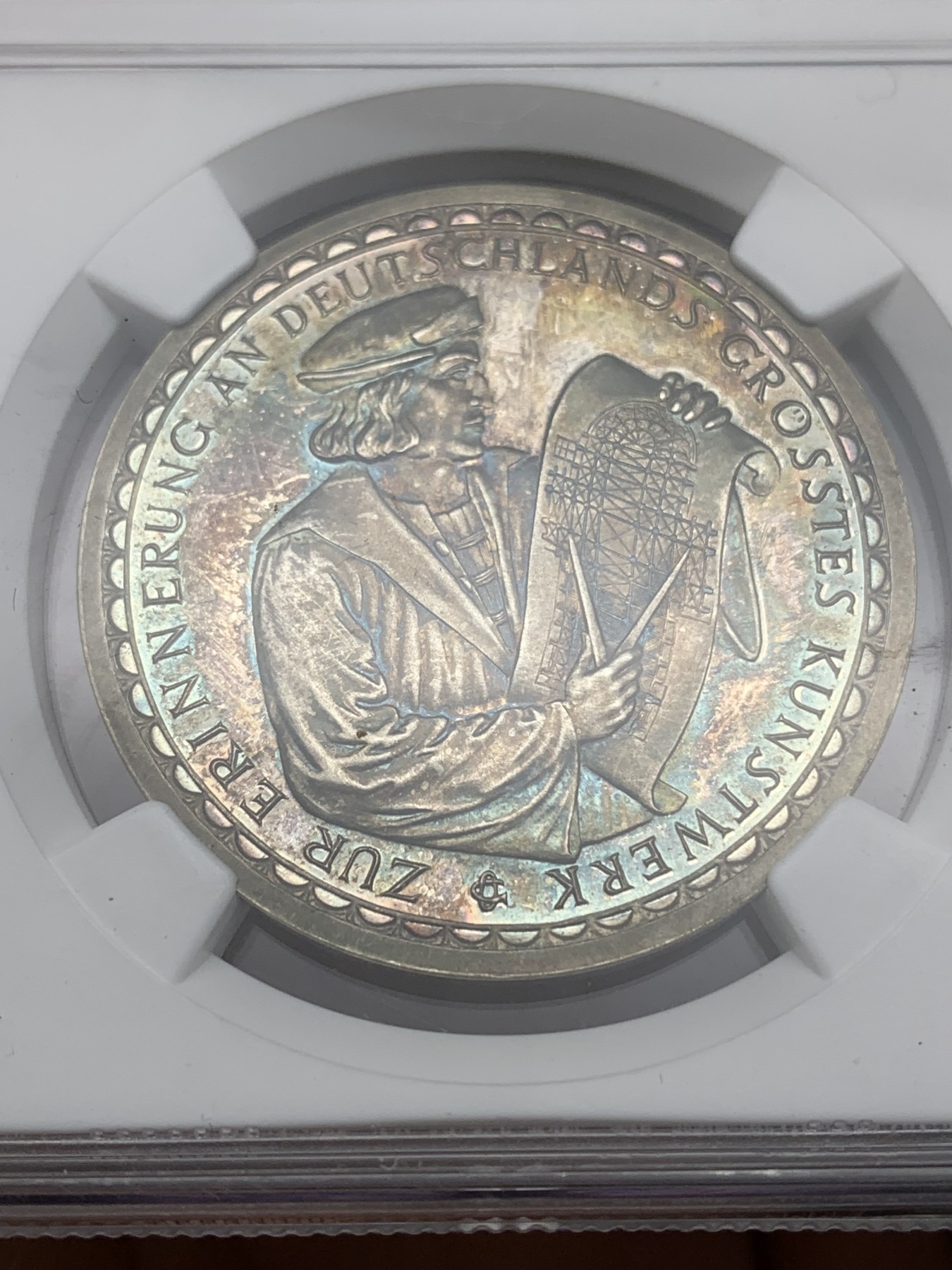 《竞宝斋》第192场-周日，周一 2场 (全场包邮) NGC-MS64 德国1928年科隆大教堂奠基680周年银章 超强镜面！绝美幻彩高分银章！