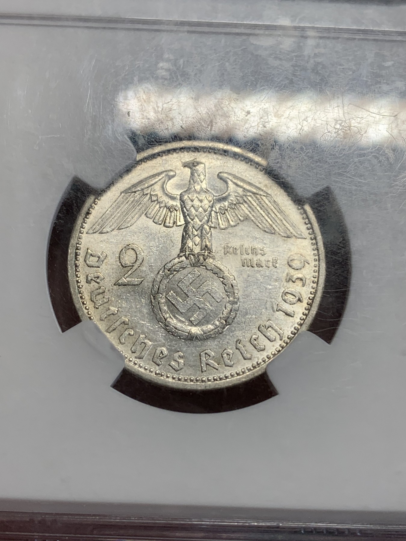 《竞宝斋》第192场-周日，周一 2场 (全场包邮) NGC-AU55 德国1939年A版兴登堡2马克银币