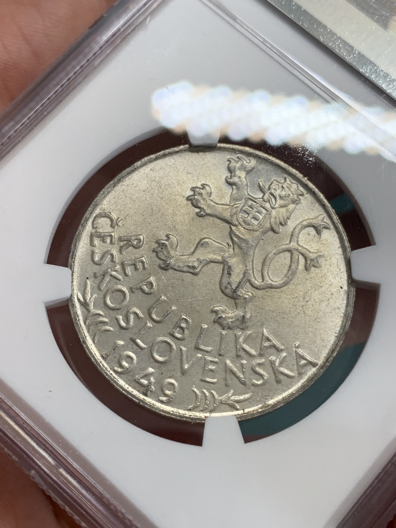 《竞宝斋》第192场-周日，周一 2场 (全场包邮) NGC MS64 高分好品 捷克斯洛伐克1949年100克朗银币