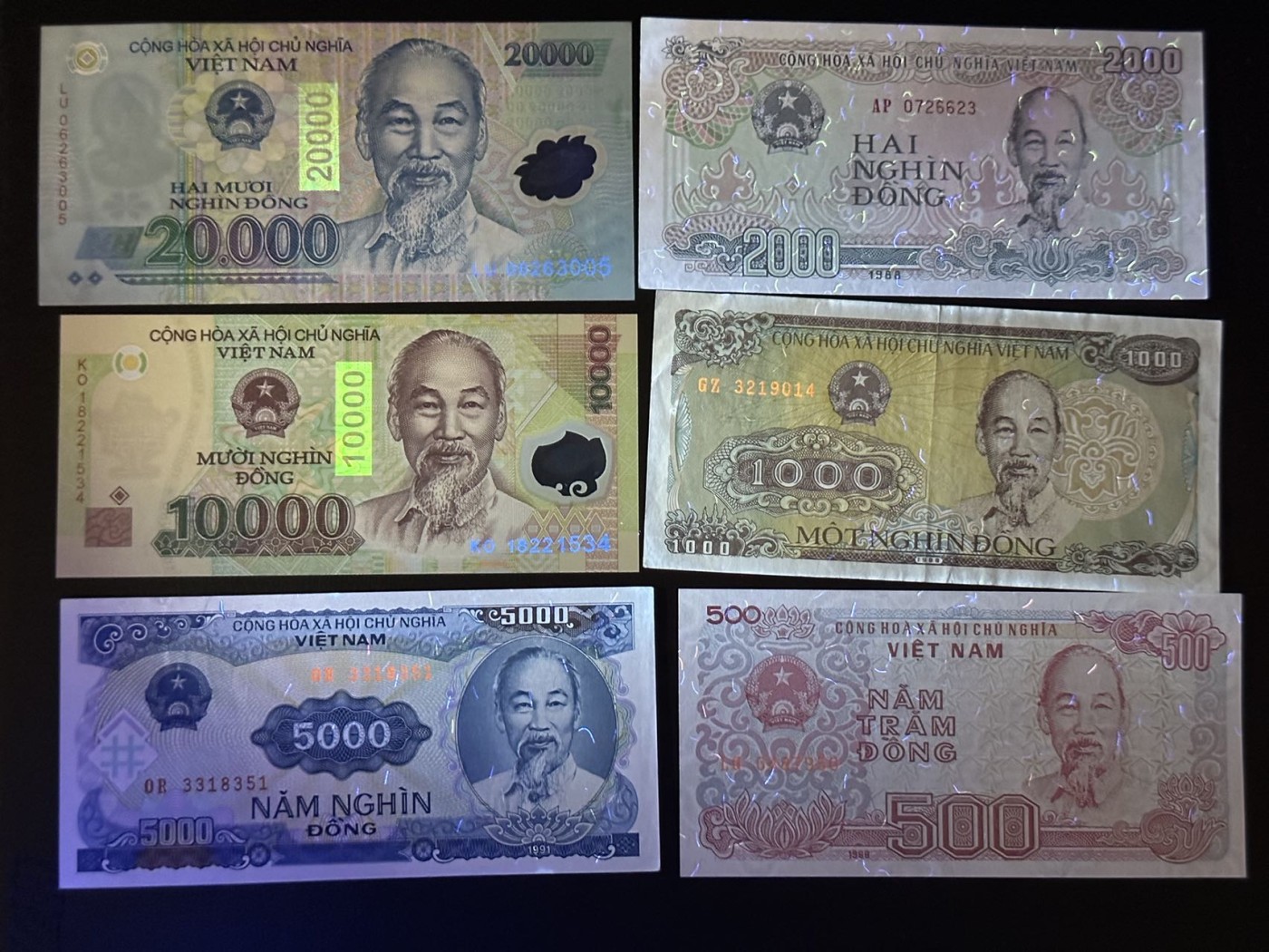 八月最后一场，第十五期大拍 越南盾小全套一组6张，品相不错