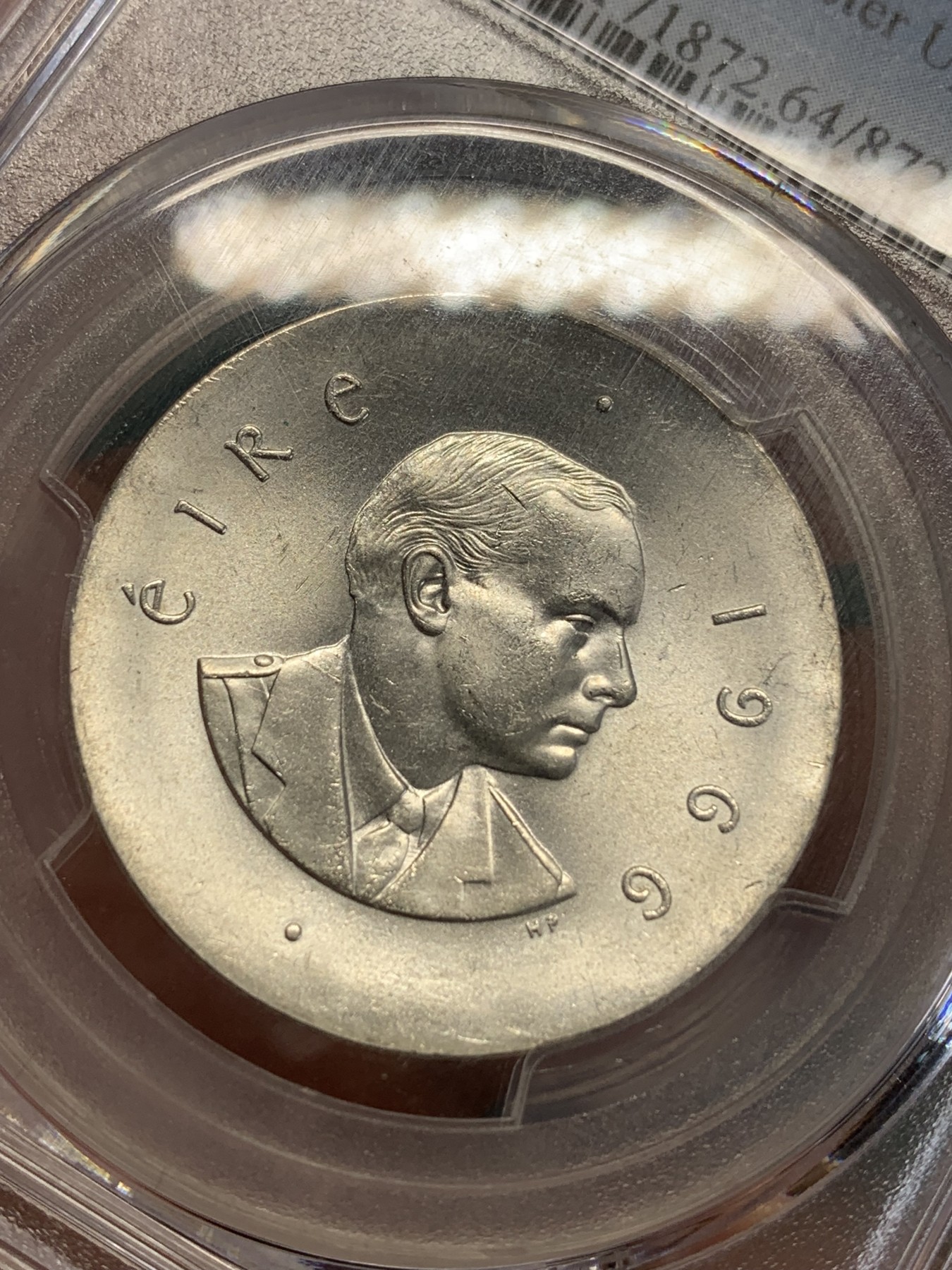 《竞宝斋》第192场-周日，周一 2场 (全场包邮) PCGS MS64 1966年爱尔兰复活节起义50周年10先令纪念银币 卷拆原光