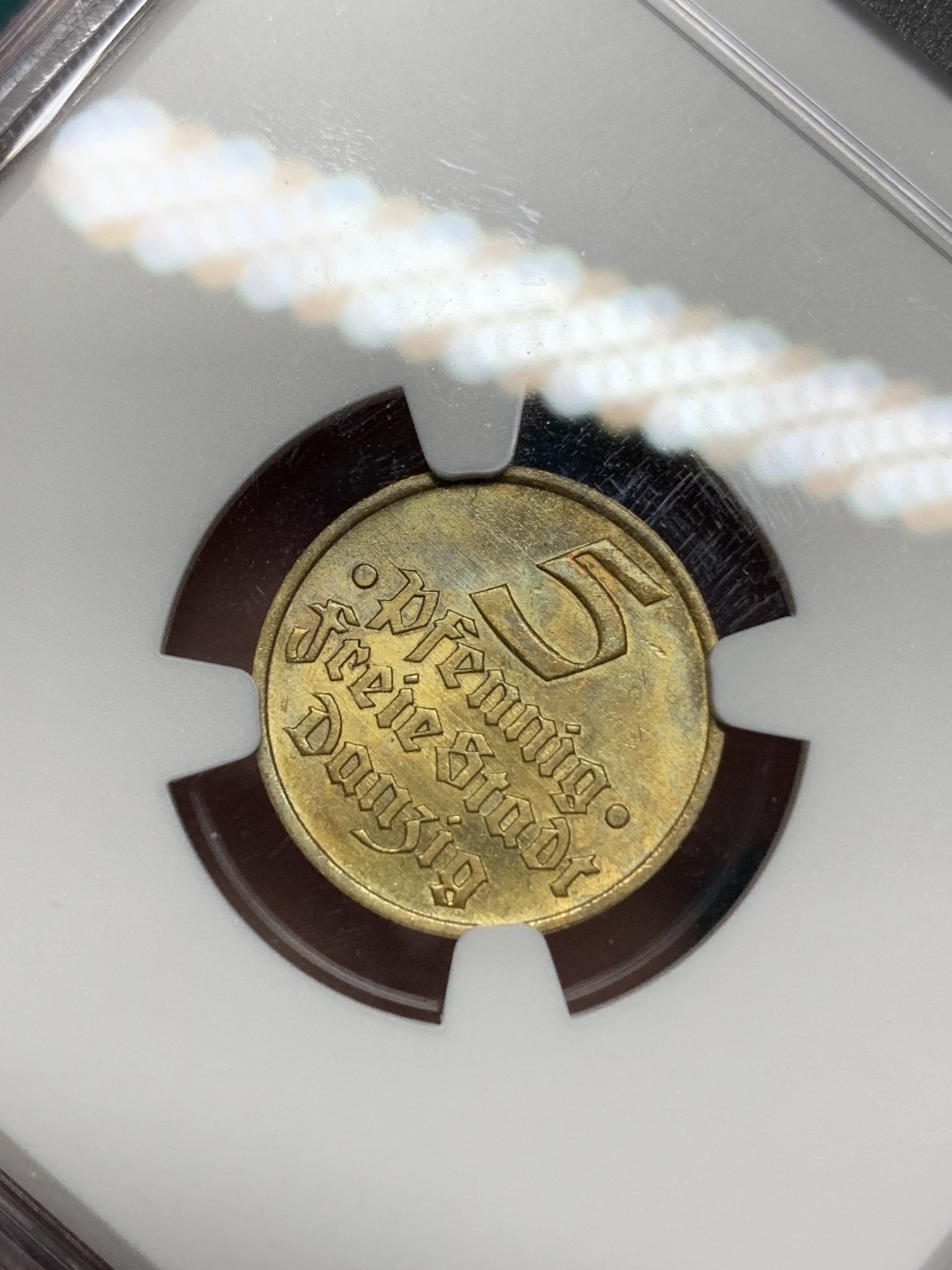 《竞宝斋》第192场-周日，周一 2场 (全场包邮) NGC MS65 1932年但泽自由港5芬尼 鱼币系列好品甚少 去年稀奇一枚63分成交600元