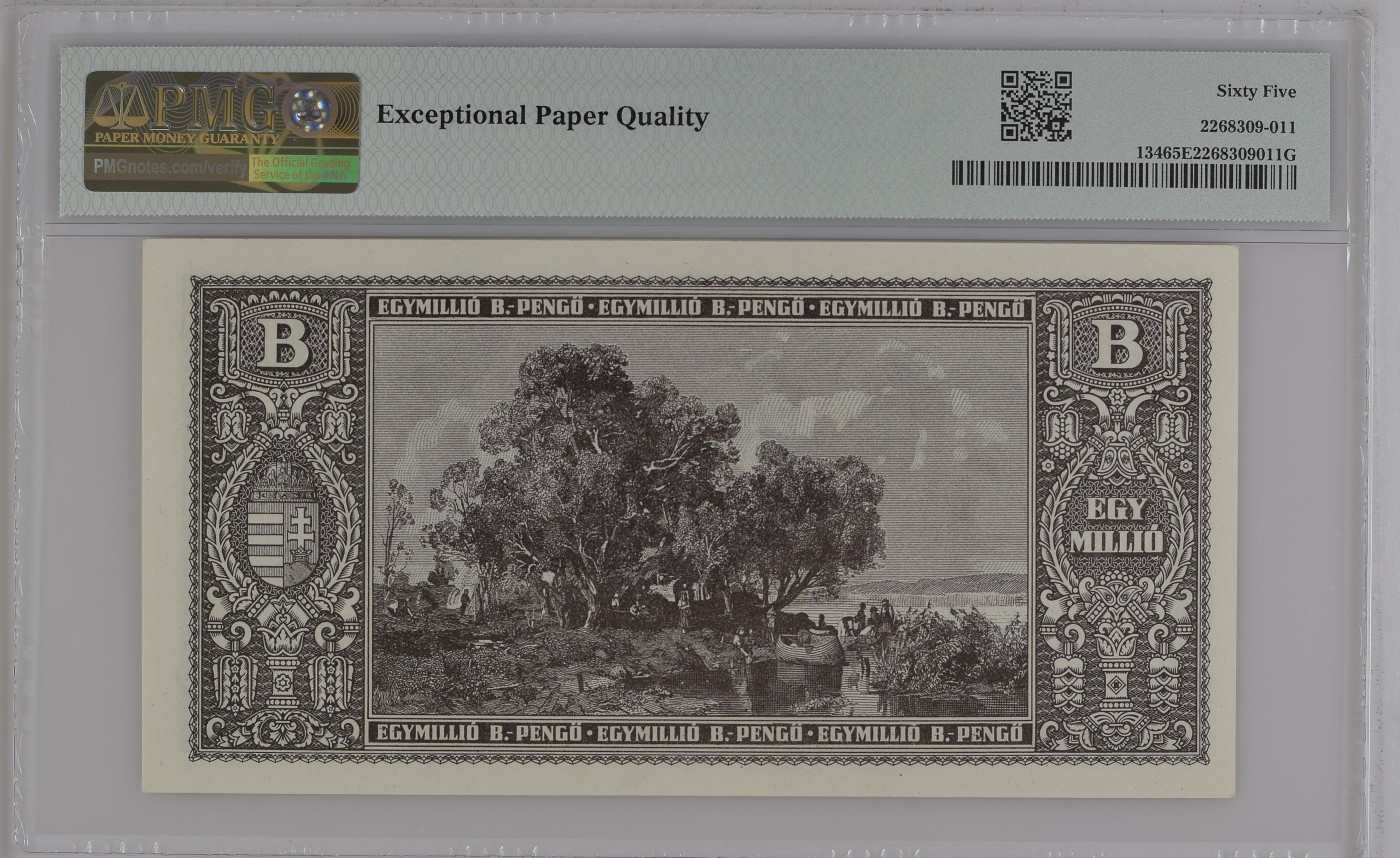 收藏联盟Quantum Auction 第285期拍卖  匈牙利1946年1,000,000 彭戈 PMG65 诗人裴多菲