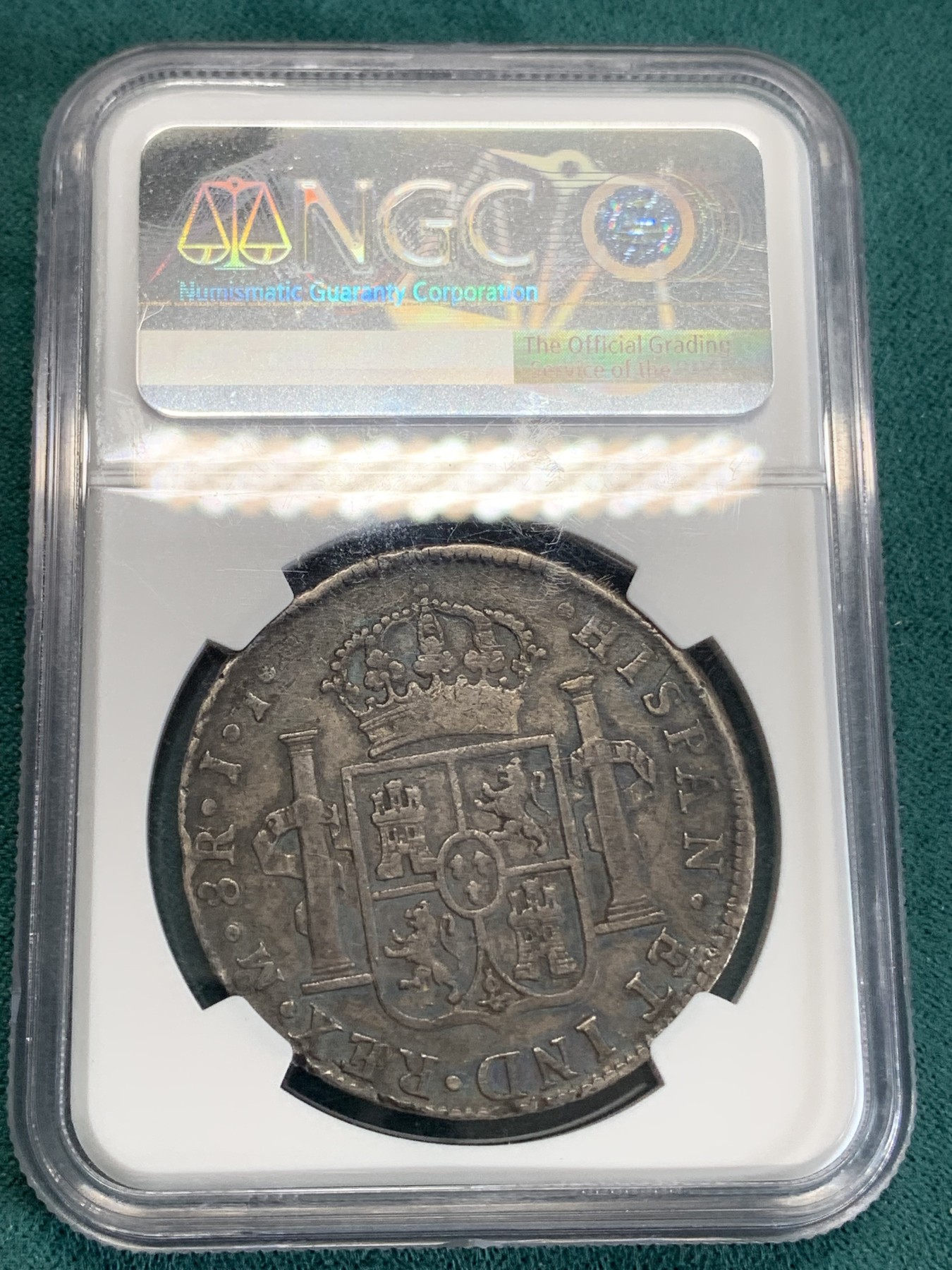 《竞宝斋》第192场-周日，周一 2场 (全场包邮) NGC VF 墨西哥1813MO JJ斐七 双柱8R大银币