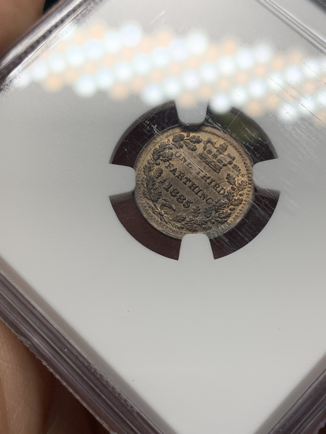《竞宝斋》第193场-周日，周一 2场 (全场包邮) NGC MS63RB 英国 1885年 维多利亚 1/3法新铜币稀少小额辅币
