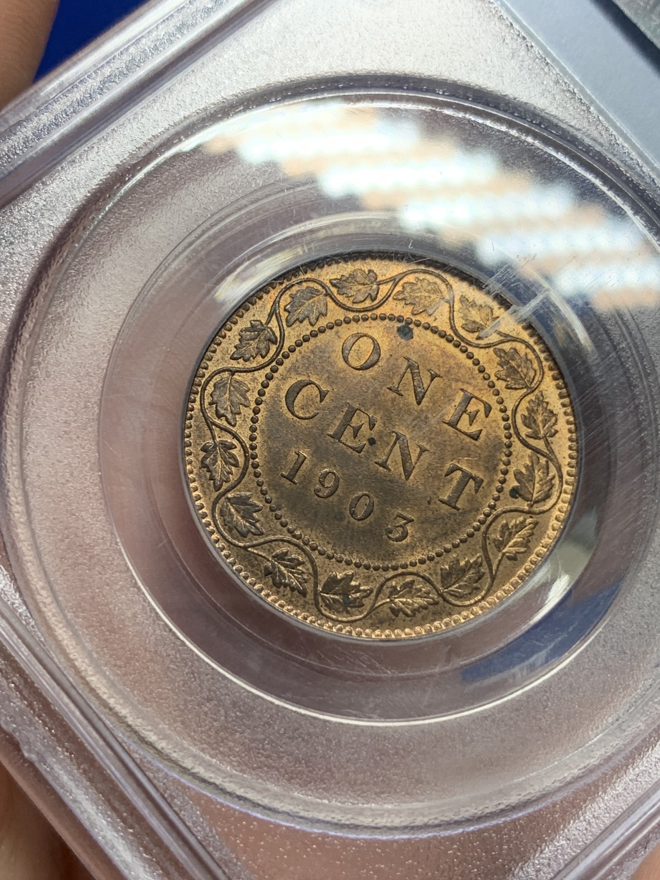 《竞宝斋》第193场-周日，周一 2场 (全场包邮) PCGS MS63RB 加拿大 1903年 爱七 1分铜币120年历史依然铜光满满