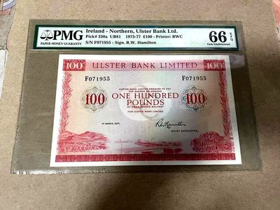 【Blue Auction】✨世界纸币精拍第365期【精】  - 北爱尔兰 1977年100镑 BWC出品 PMG66EPQ 