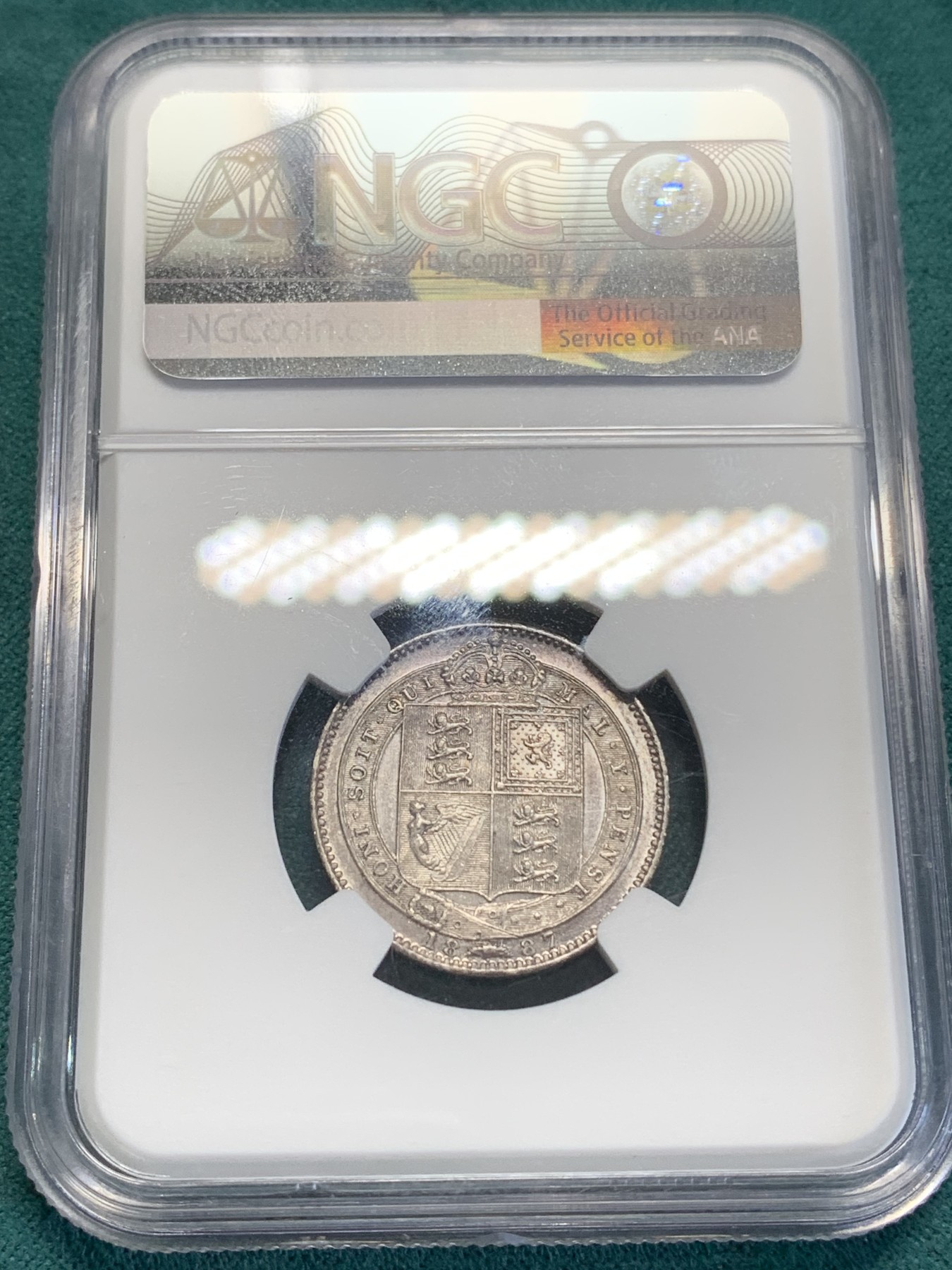 《竞宝斋》第193场-周日，周一 2场 (全场包邮) NGC-AUD 英国 1887年 高冠1先令 银币