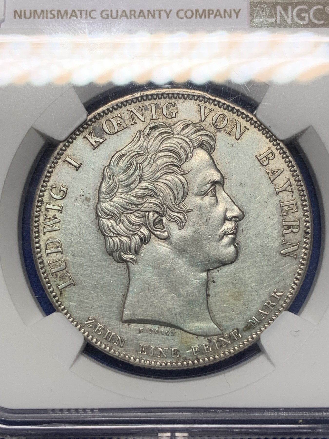 《竞宝斋》第193场-周日，周一 2场 (全场包邮) NGC UNC 德国 巴伐利亚  1829年 通商条约纪念泰勒 少见品种 细节保存的很不错