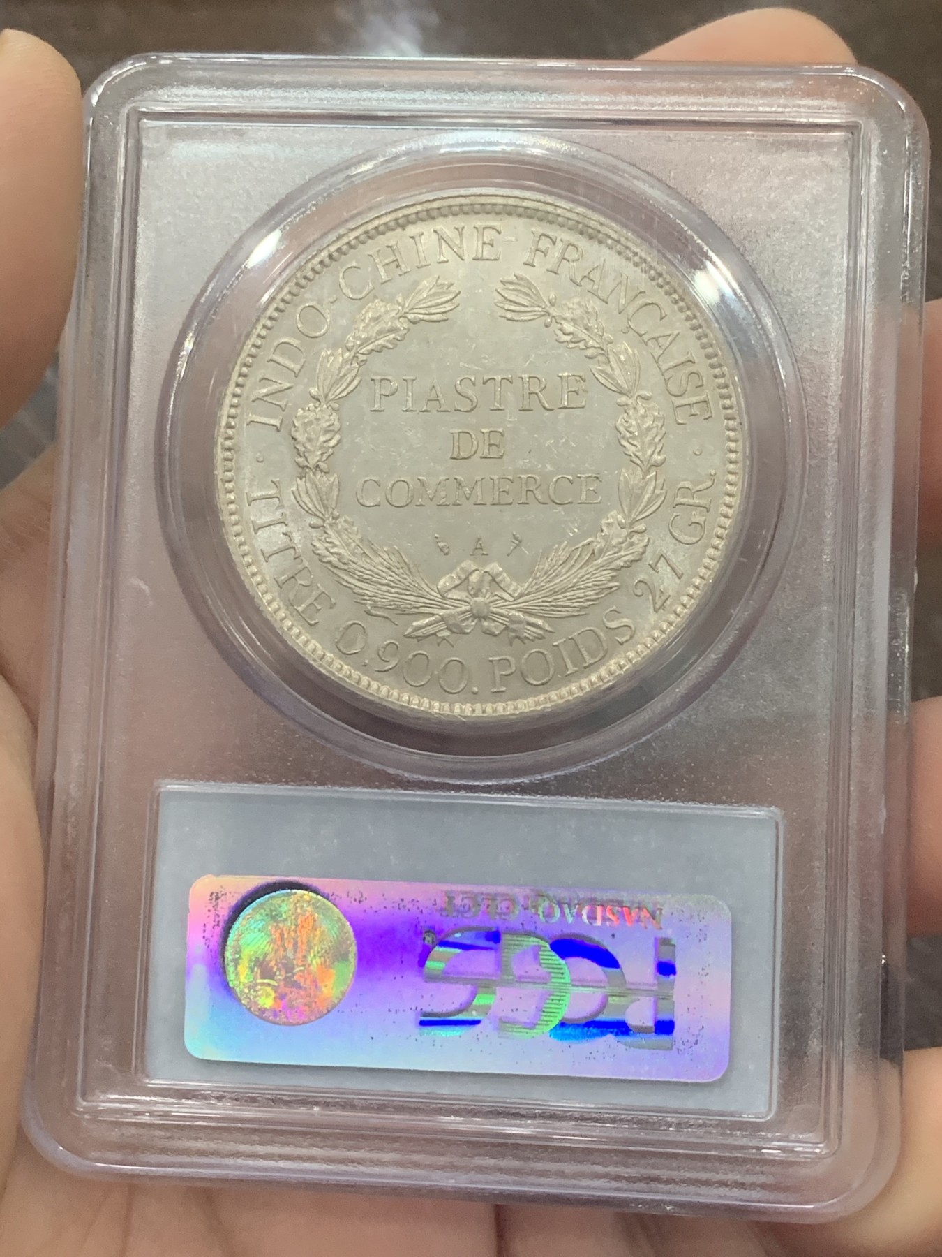 《竞宝斋》第193场-周日，周一 2场 (全场包邮) PCGS MS62 法属印支 1901年坐洋 银币（早期老盒）鼻尖清晰 感觉可以加分 状态难得