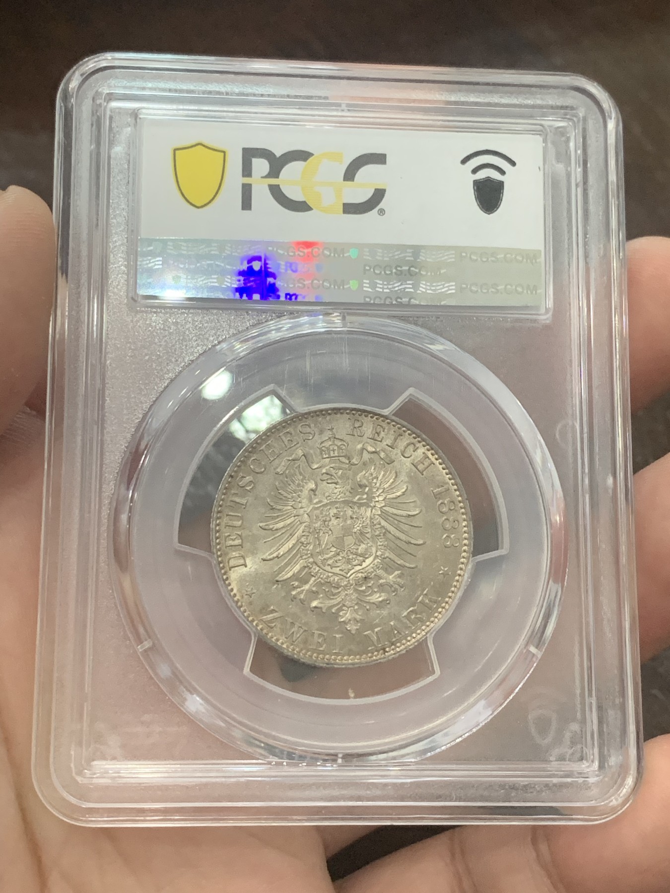 《竞宝斋》第193场-周日，周一 2场 (全场包邮) PCGS-MS63 德国普鲁士 1888年弗德里希2马克 银币