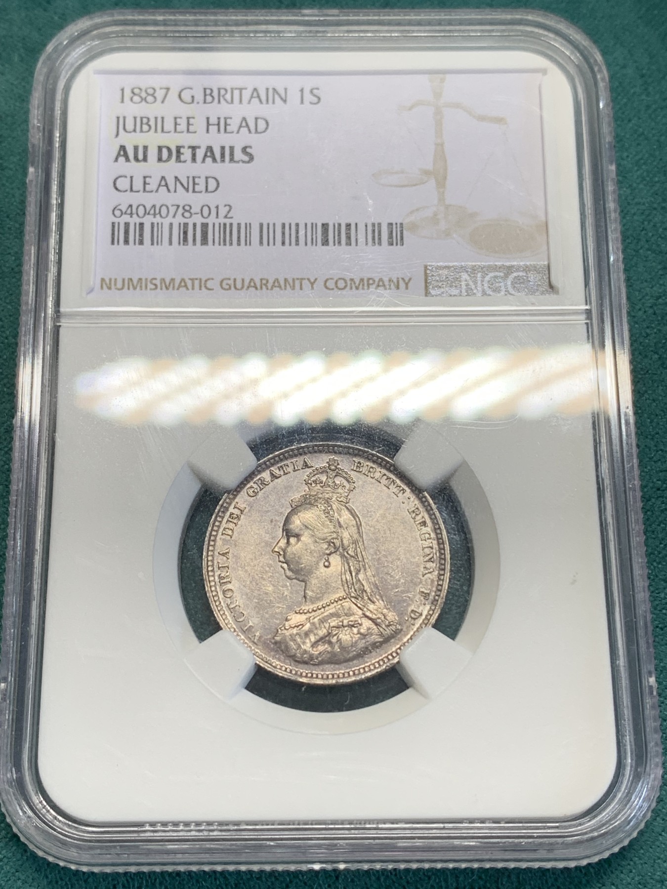 《竞宝斋》第193场-周日，周一 2场 (全场包邮) NGC-AUD 英国 1887年 高冠1先令 银币