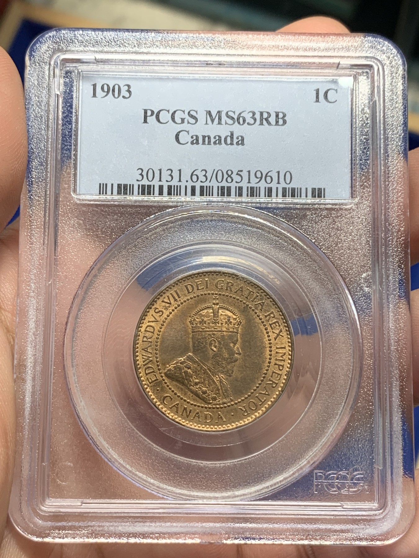《竞宝斋》第193场-周日，周一 2场 (全场包邮) PCGS MS63RB 加拿大 1903年 爱七 1分铜币120年历史依然铜光满满