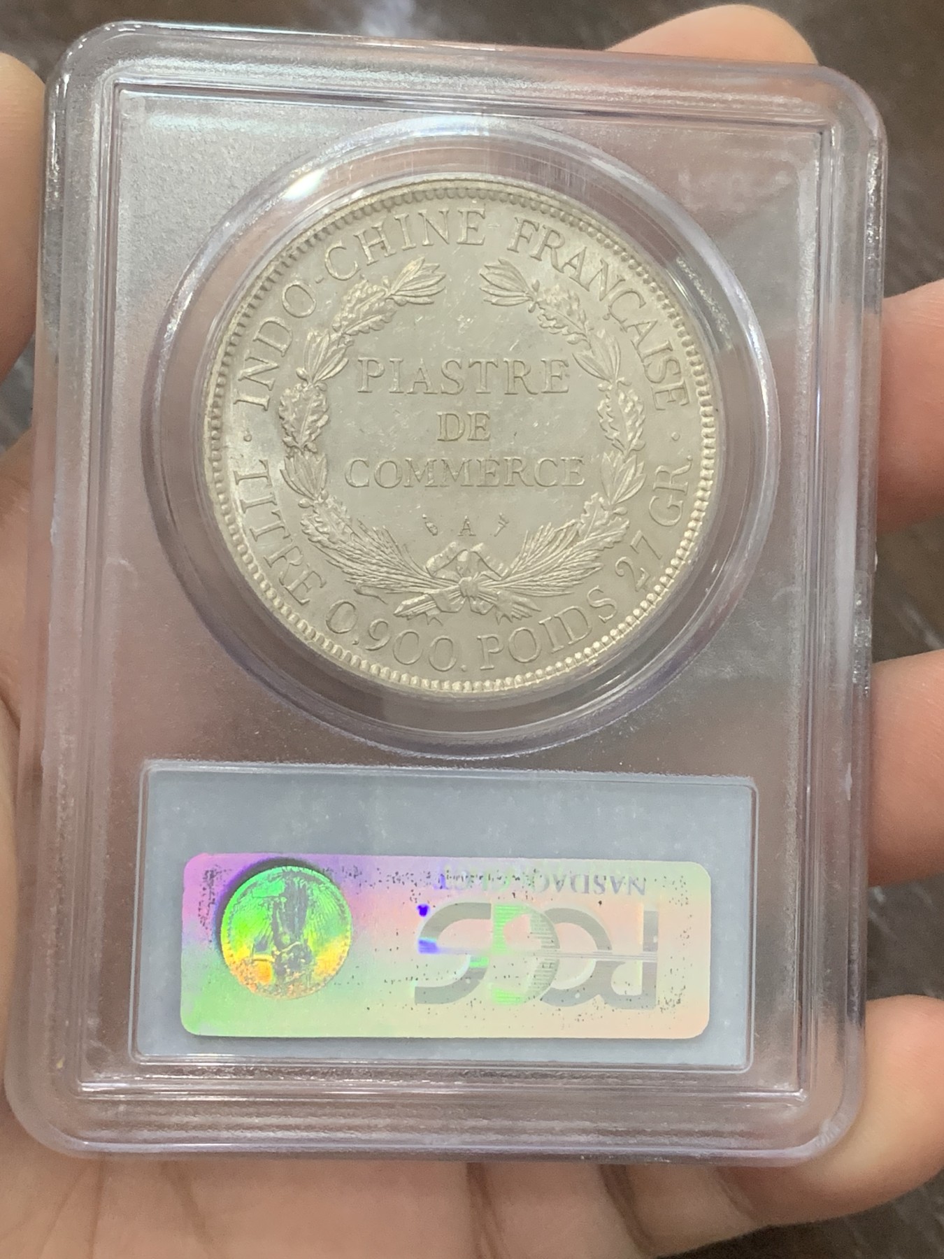 《竞宝斋》第193场-周日，周一 2场 (全场包邮) PCGS MS62 法属印支 1901年坐洋 银币（早期老盒）鼻尖清晰 感觉可以加分 状态难得