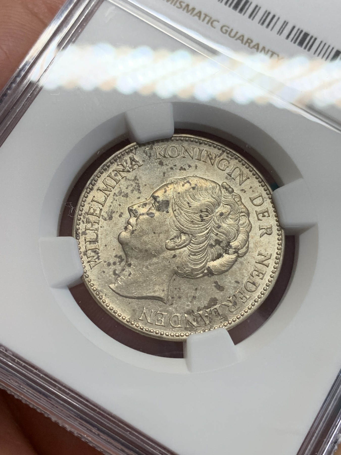 《竞宝斋》第193场-周日，周一 2场 (全场包邮) NGC-UNCD 荷兰1939年 威廉明娜1盾银币