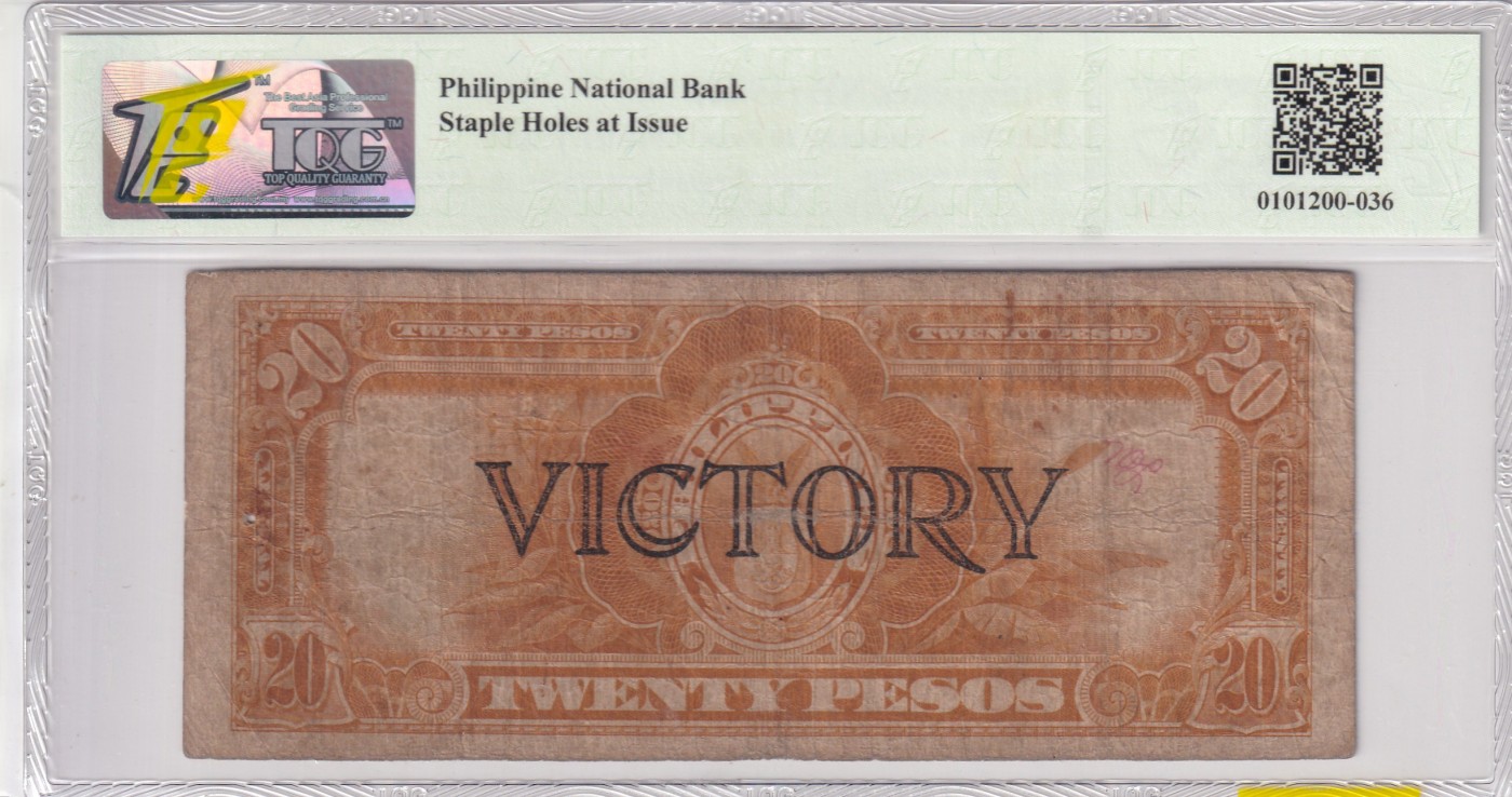 乐淘淘纸币精选 第17期  【F12310252】菲律宾1944年纸币 20比索 TQG15