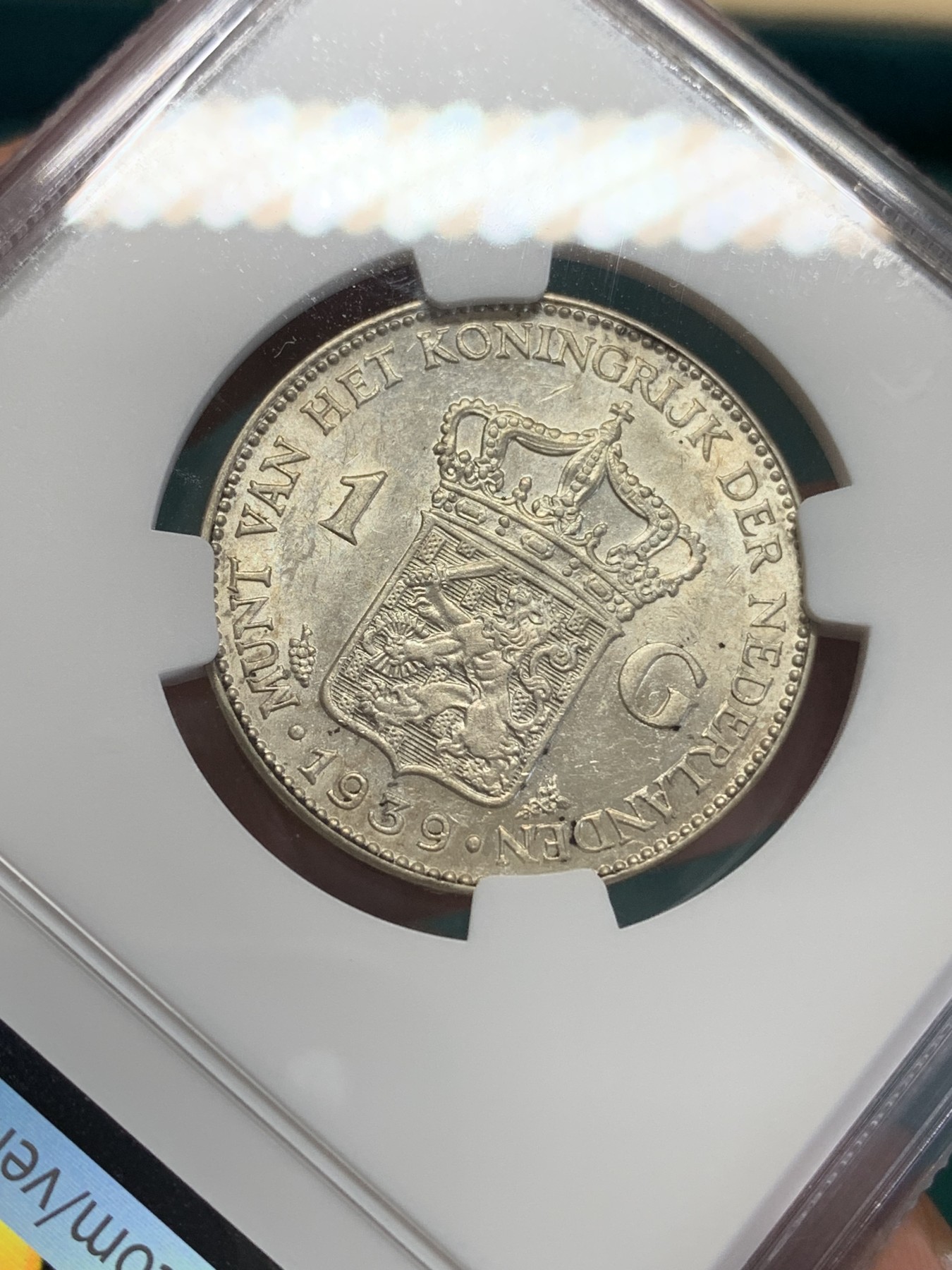 《竞宝斋》第193场-周日，周一 2场 (全场包邮) NGC-UNCD 荷兰1939年 威廉明娜1盾银币