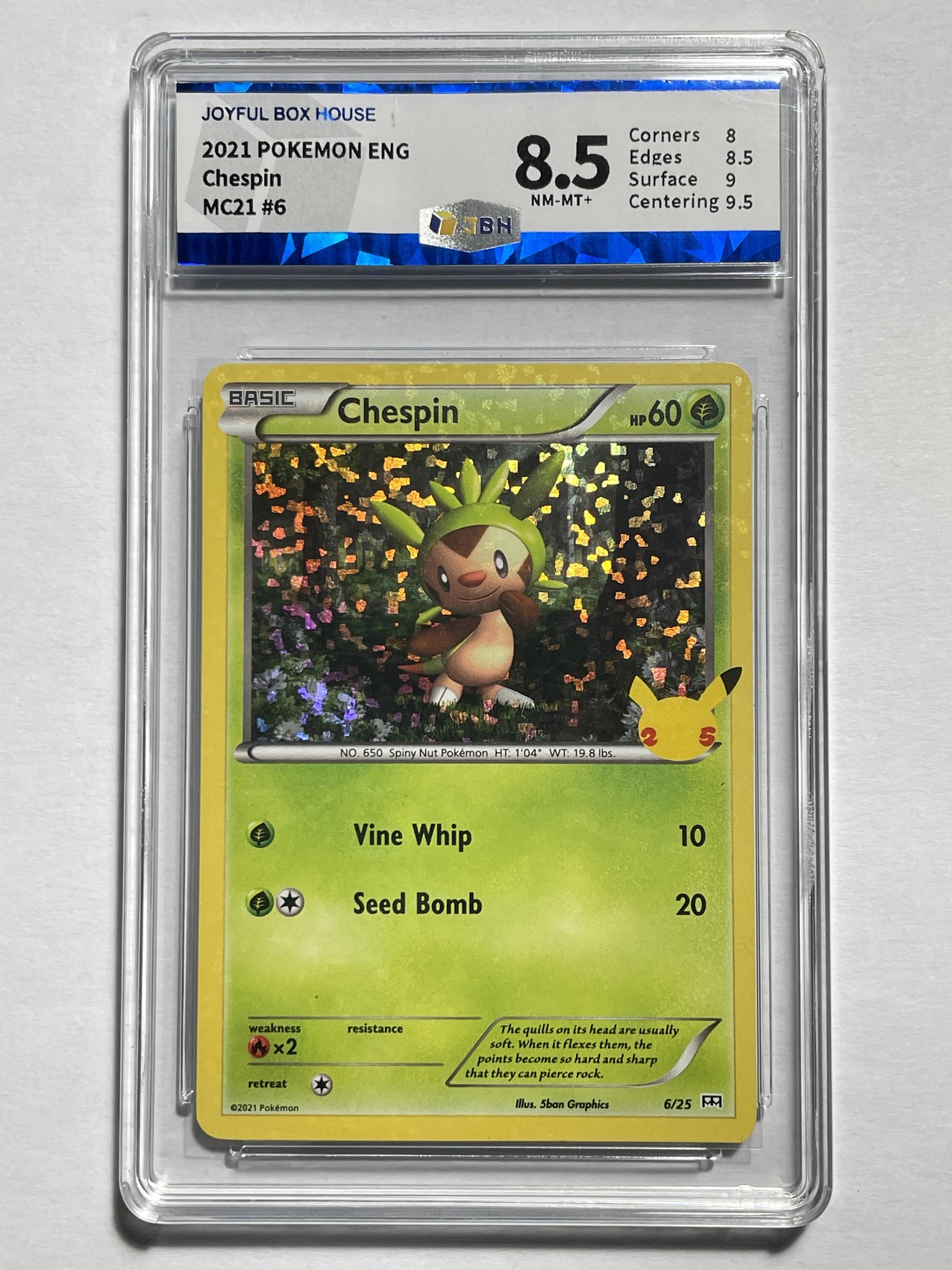【德藏】卡牌拍卖第2期-宝可梦 Pokémon TCG专场 全场包邮 英文 2021年 哈力栗 HOLO闪卡 PTCG25周年纪念 JBH 8.5