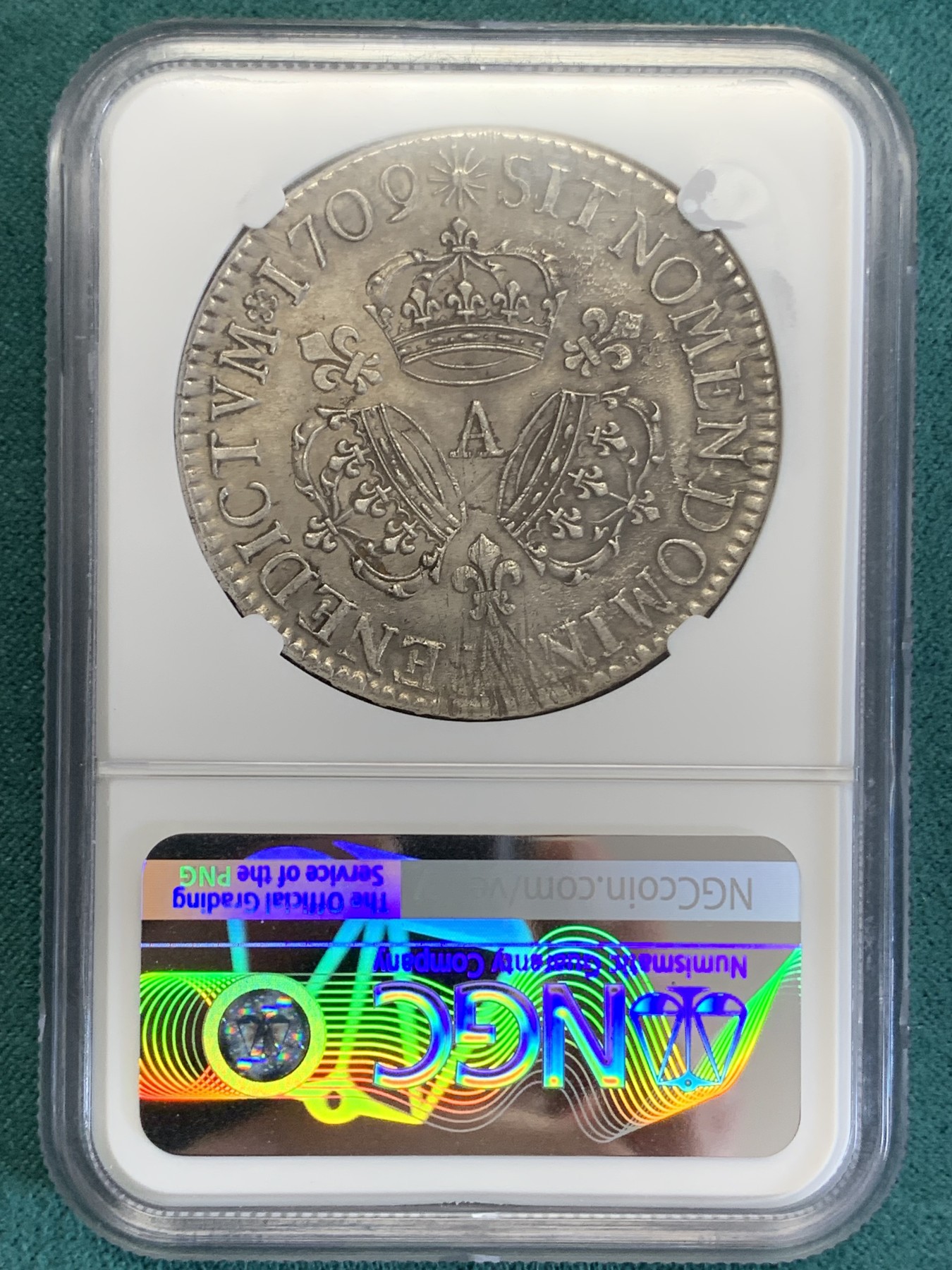 《竞宝斋》第193场-周日，周一 2场 (全场包邮) NGC UNC 法国 1709年 路易十四 太阳王 埃居大银币