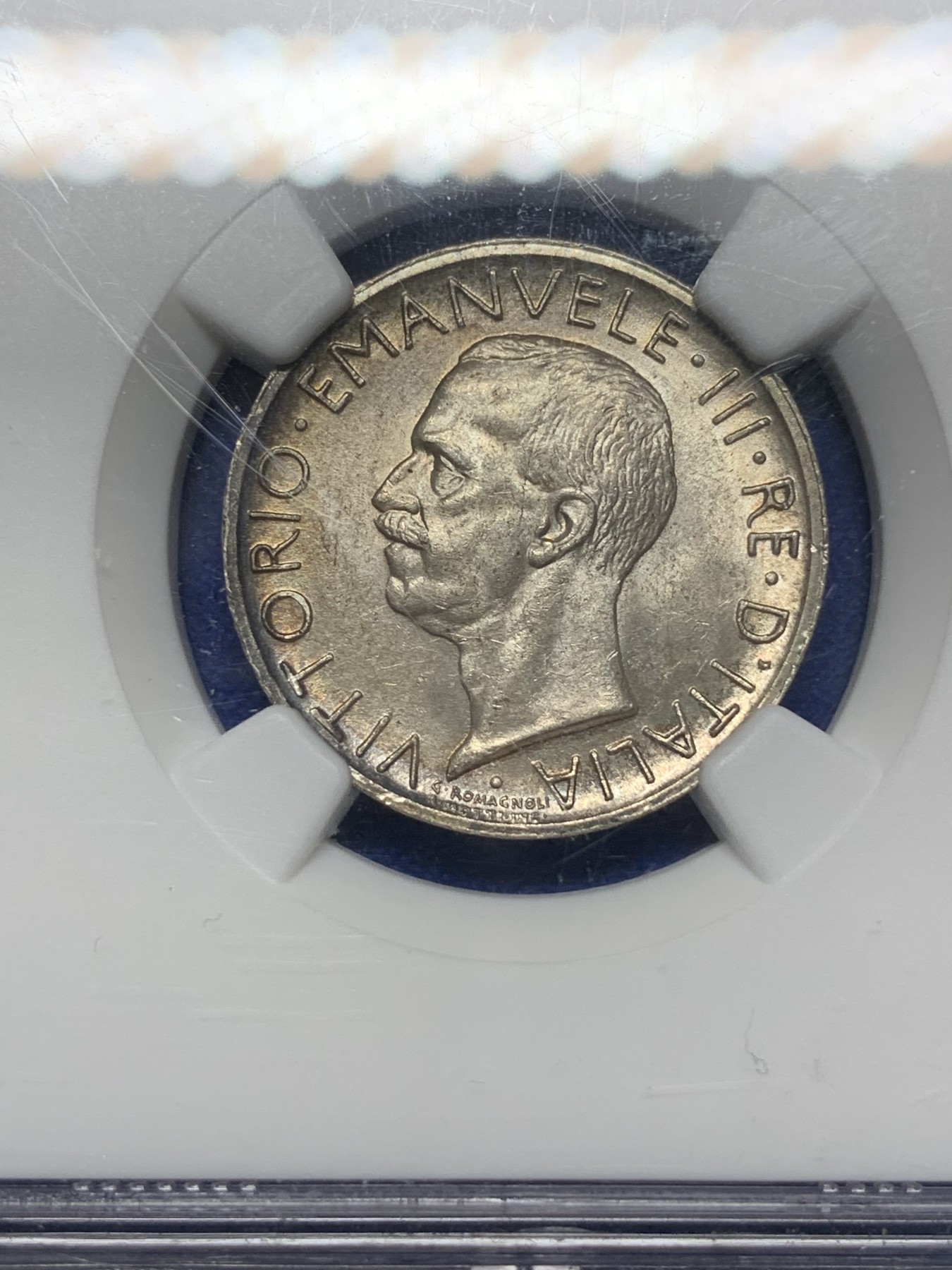 《竞宝斋》第193场-周日，周一 2场 (全场包邮) NGC-MS63 意大利 1930年5里拉银币 束棒无磨损 非常好