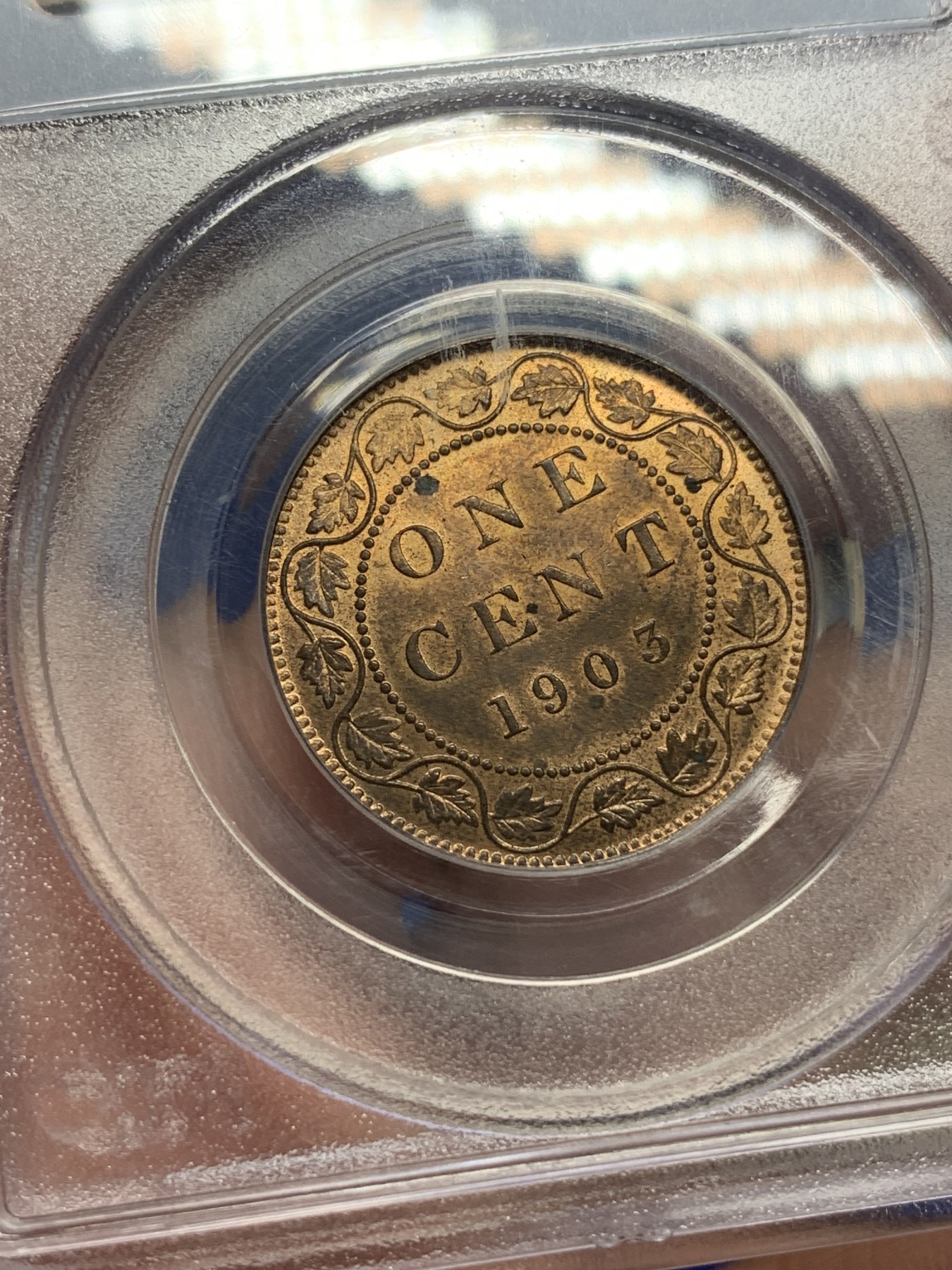 《竞宝斋》第193场-周日，周一 2场 (全场包邮) PCGS MS63RB 加拿大 1903年 爱七 1分铜币120年历史依然铜光满满