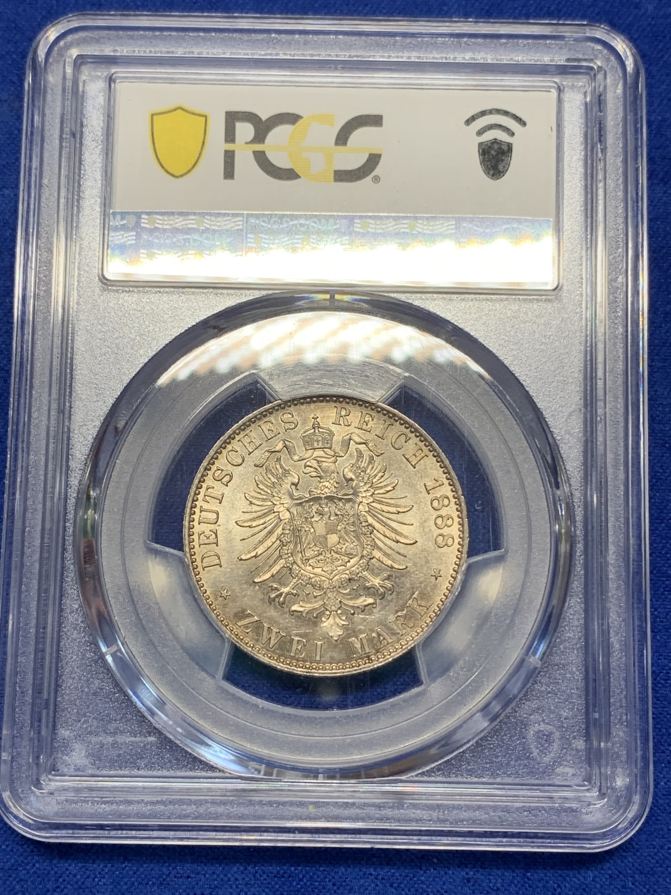 《竞宝斋》第193场-周日，周一 2场 (全场包邮) PCGS-MS63 德国普鲁士 1888年弗德里希2马克 银币