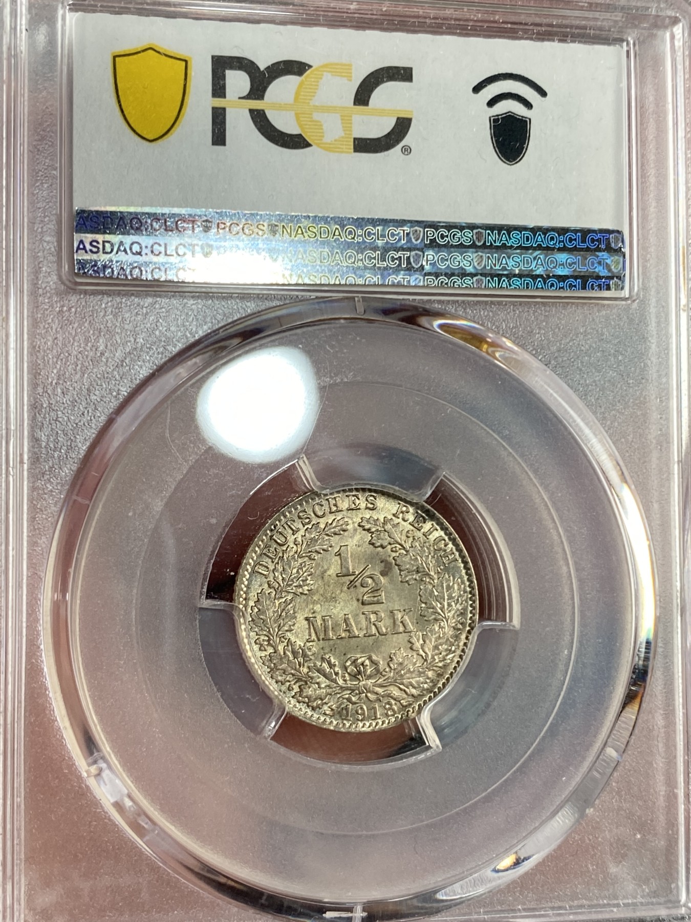 万国钱币拍卖第015期（奢华币章第二季） PCGS MS66 1918年德国第二帝国末年普鲁士鹰1/2马克 完美细节 顶级品相 原光带包浆