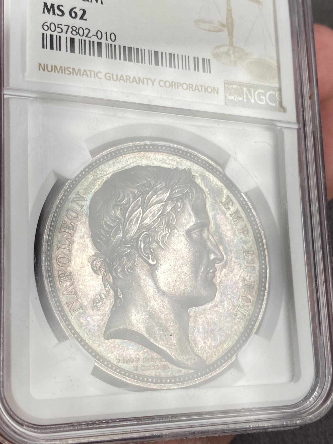 万国钱币拍卖第015期（奢华币章第二季） NGC MS62 1805年法国皇帝拿破仑参观维也纳的圣斯蒂芬大教堂纪念大银章 原铸原味五彩 御用雕刻师Denon经典作品 41MM