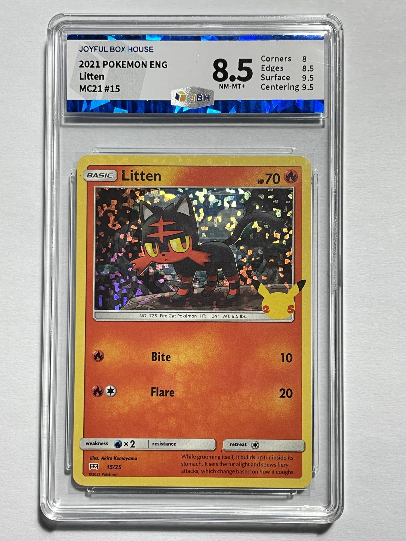 【德藏】卡牌拍卖第2期-宝可梦 Pokémon TCG专场 全场包邮 英文 2021年 火斑喵 HOLO闪卡 PTCG25周年纪念 JBH 8.5