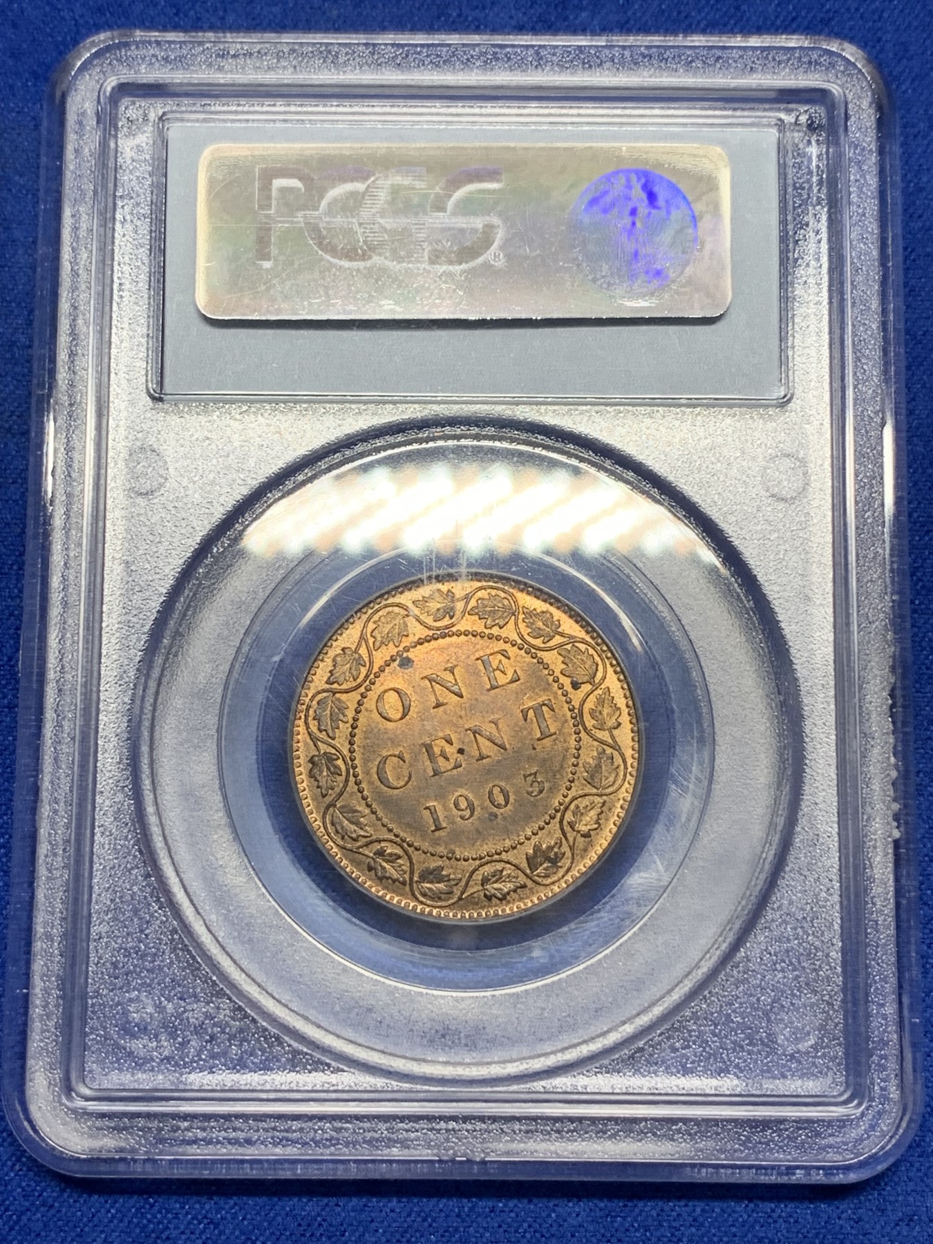 《竞宝斋》第193场-周日，周一 2场 (全场包邮) PCGS MS63RB 加拿大 1903年 爱七 1分铜币120年历史依然铜光满满