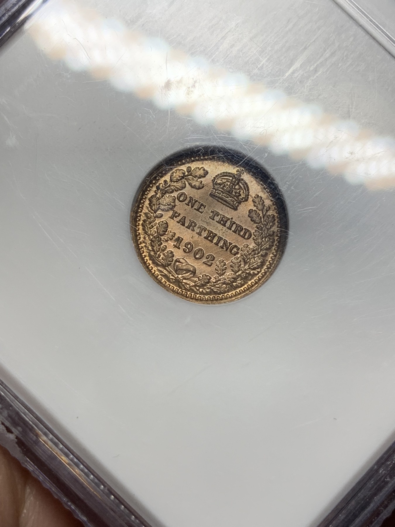 《竞宝斋》第193场-周日，周一 2场 (全场包邮) NGC MS64RD 英国 1902年 爱德华七世 1/3法新铜币稀少小额辅币