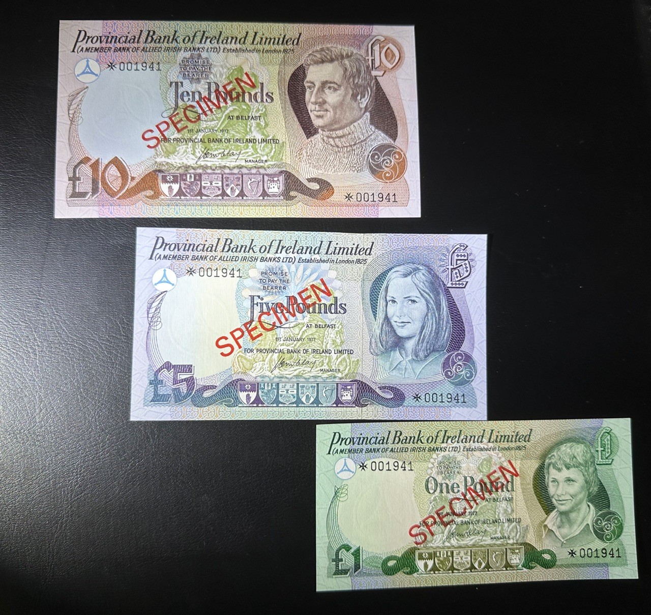 八月最后一场，第十五期大拍 （S3）北爱尔兰1977年样票一组3张，均为1941千位小号！官方纪念