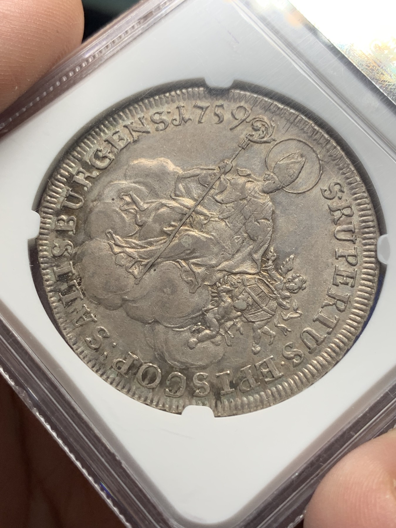 《竞宝斋》第193场-周日，周一 2场 (全场包邮) NGC-AU58 萨尔茨堡 1759 大主教 西吉斯蒙德 泰勒大银币