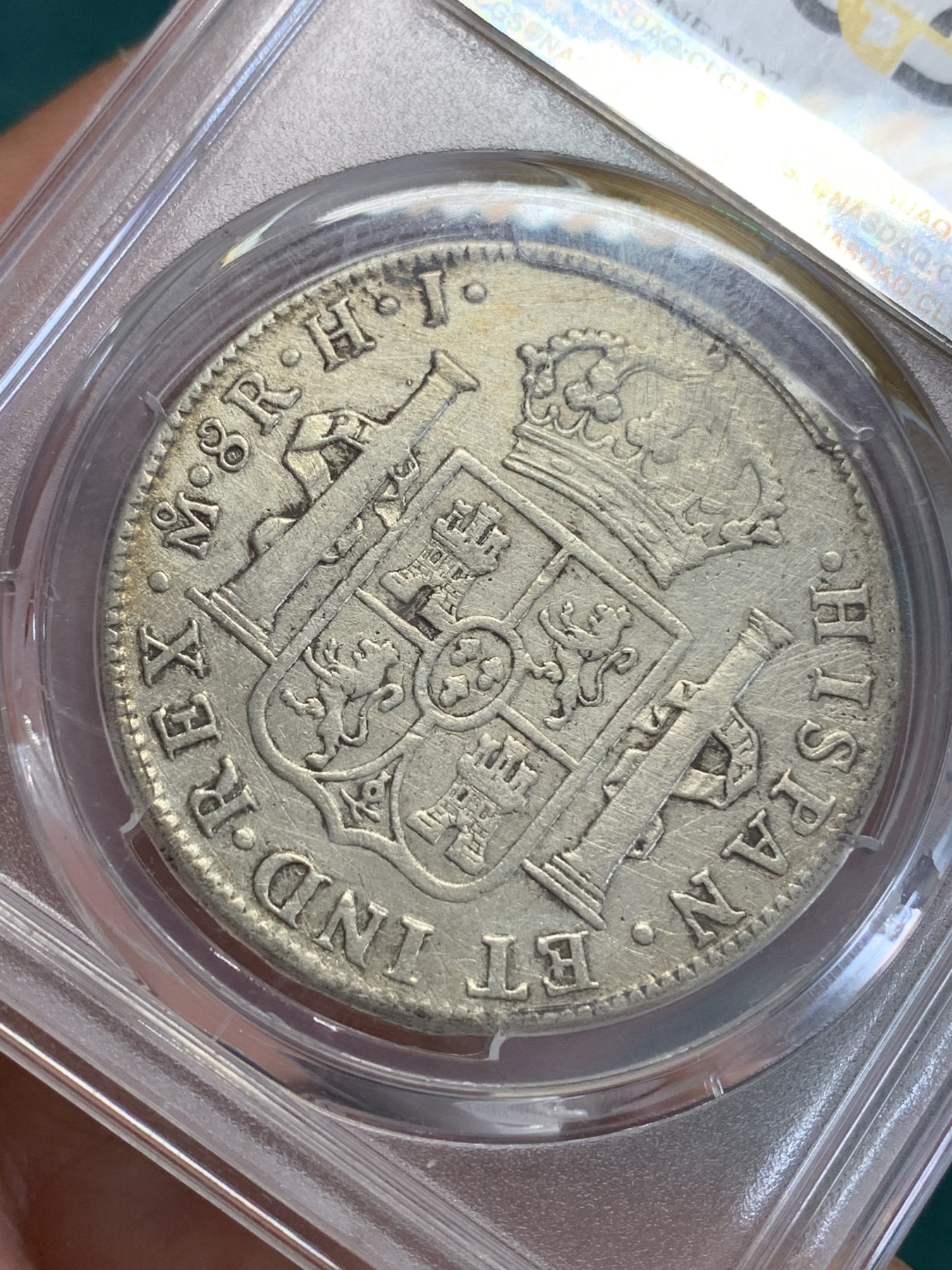 《竞宝斋》第193场-周日，周一 2场 (全场包邮) PCGS-VF 1810年 墨西哥 斐迪南七世 8R 戎装版 双柱大银币