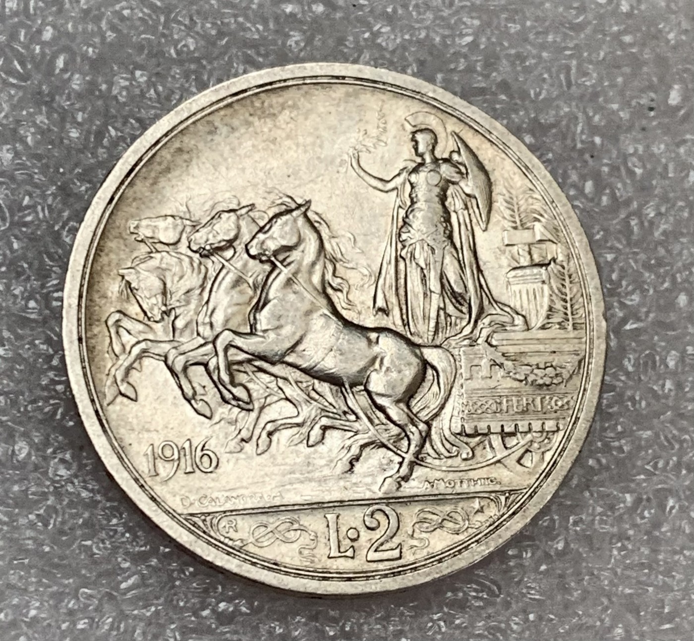 瓶子🏺第107期拍卖会  意大利1916年马拉车2里拉银币